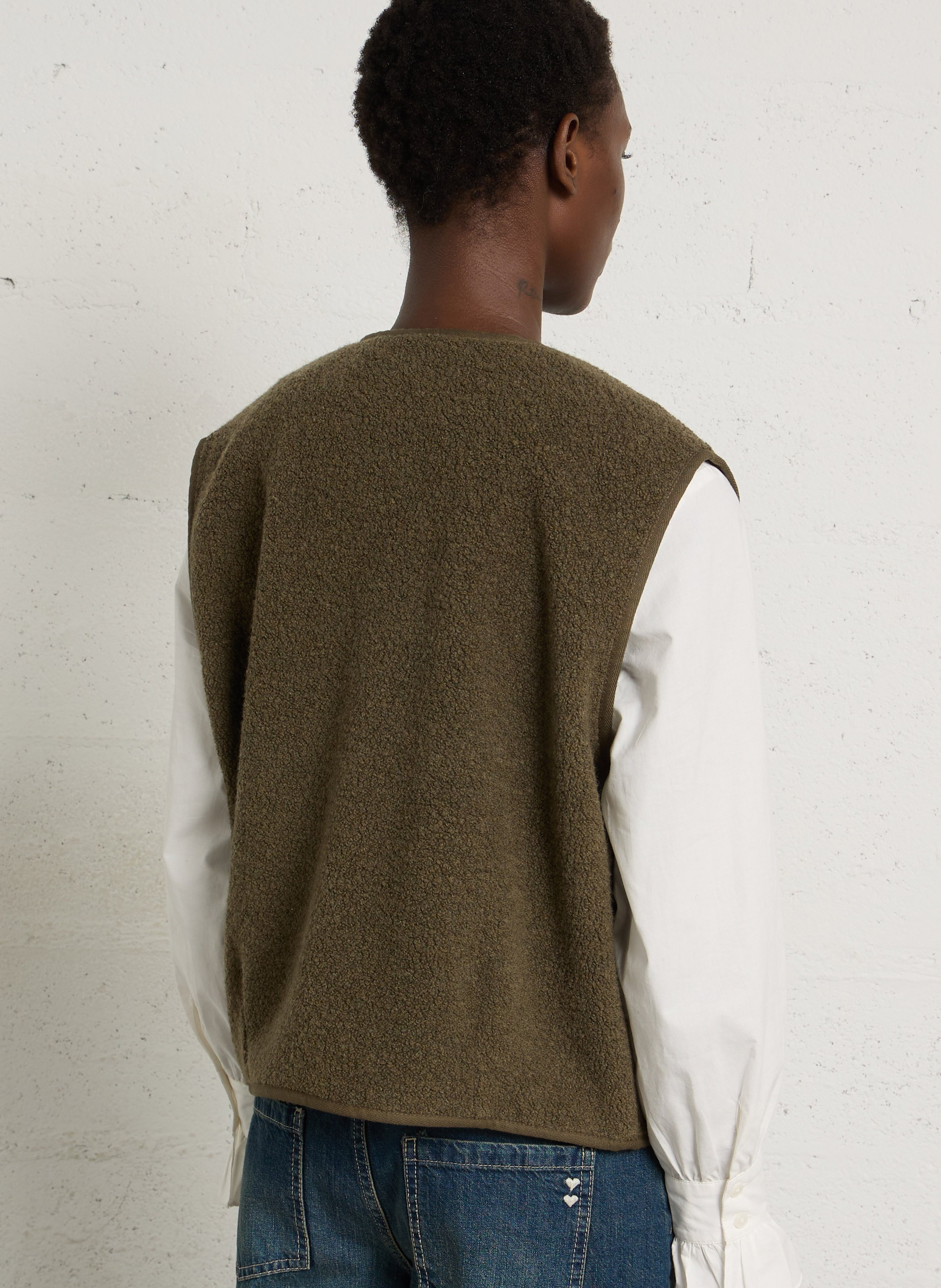 Oversized jasje van wolmix  DES PETITS HAUTS Groen