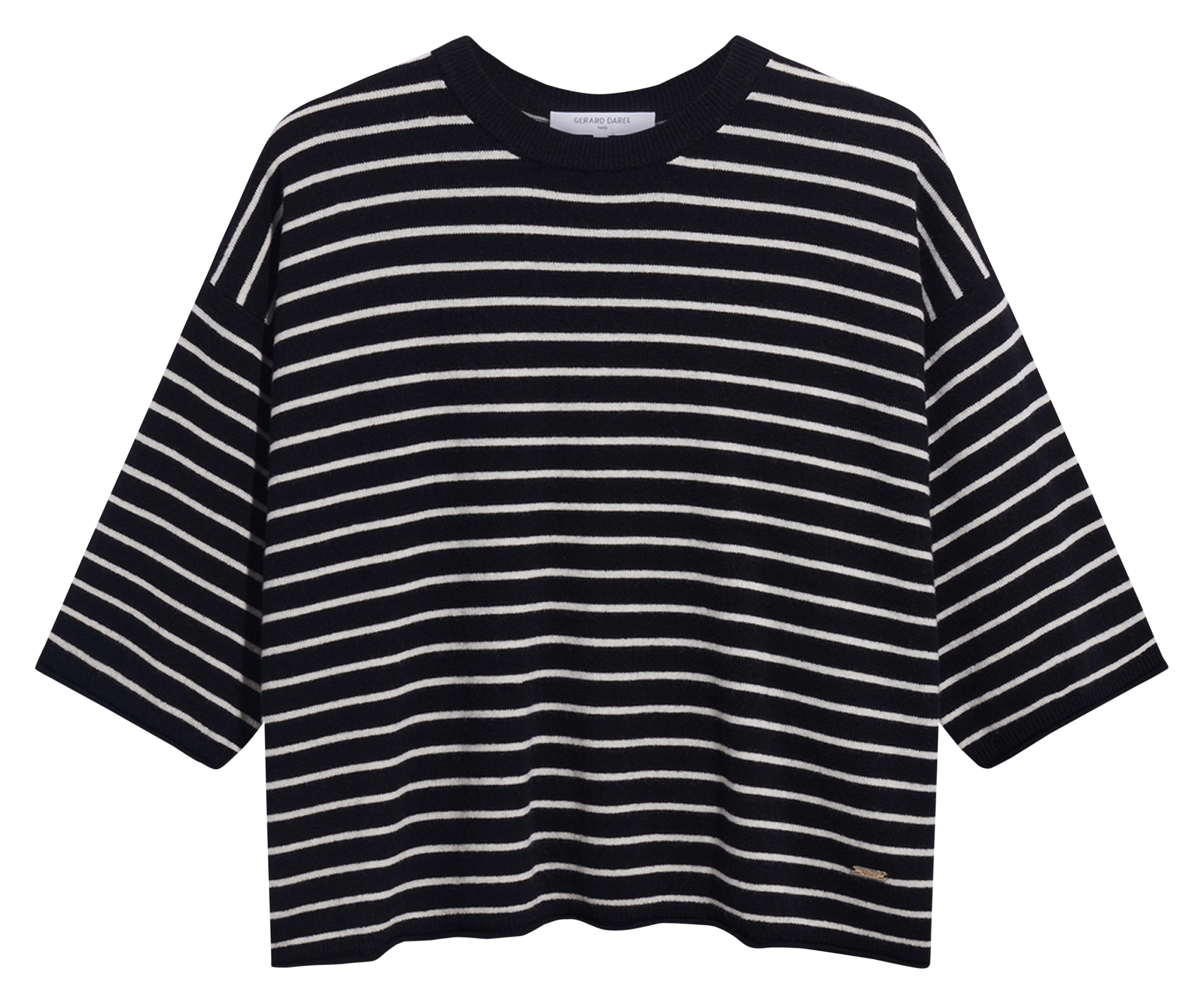 Round neck striped wool oversized sweater GERARD DAREL Silver