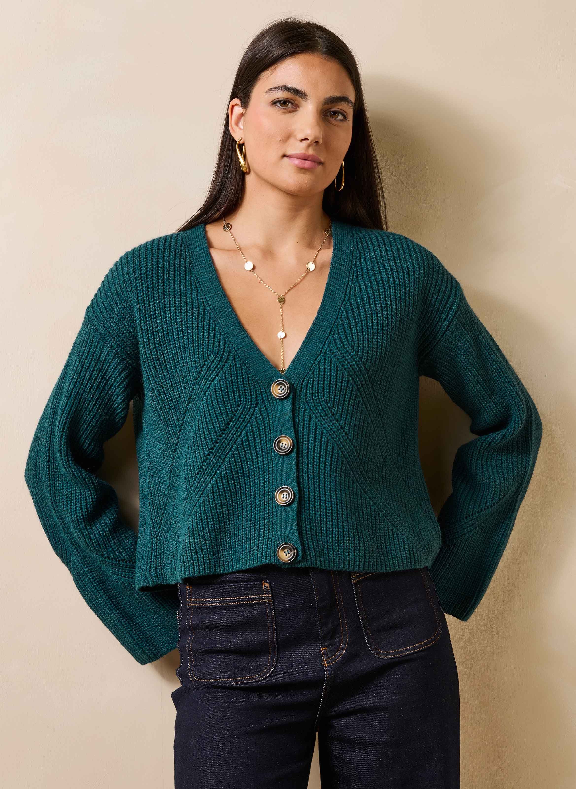 Ruim vest met V-hals LA FEE MARABOUTEE