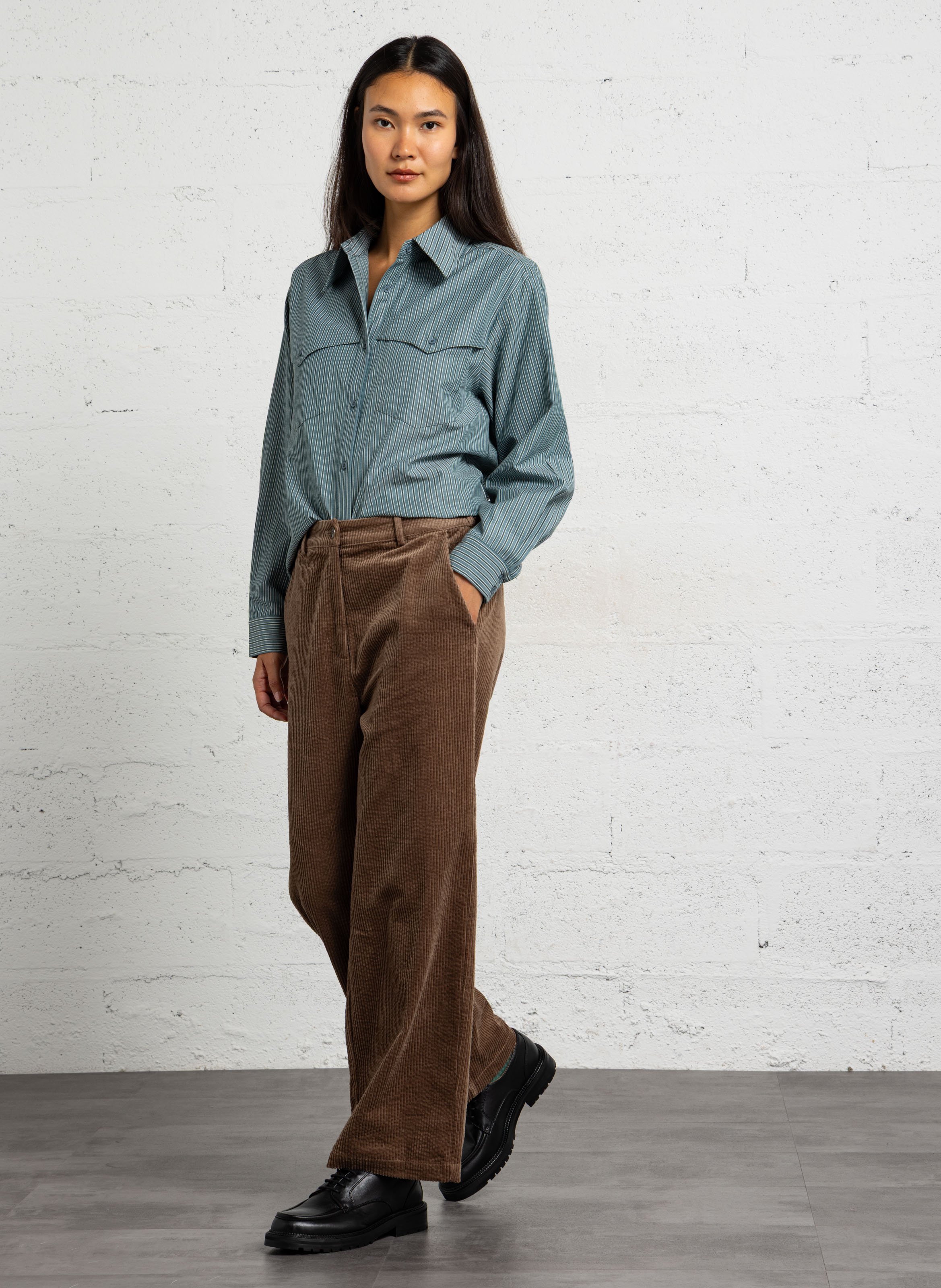Pantalon en velours côtelé de coton  BELLA JONES Marron