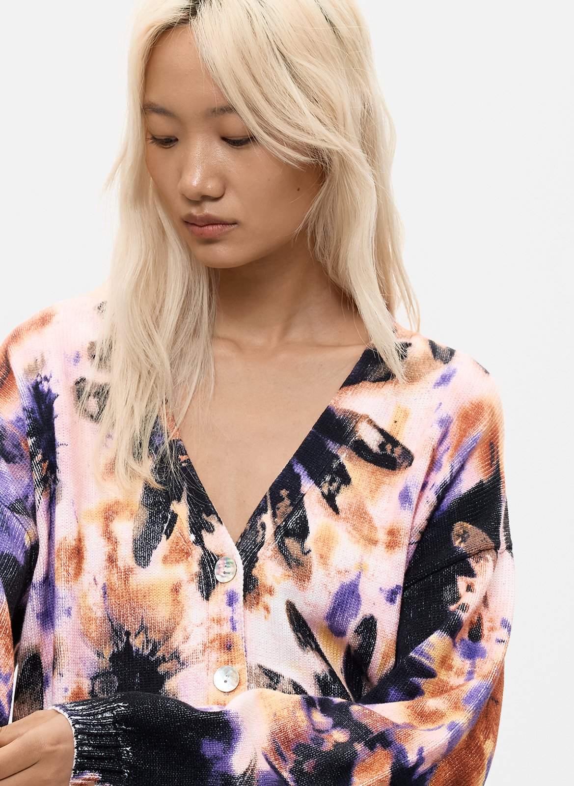 Weiter Pullover mit V-Ausschnitt und Muster DESIGUAL Rot