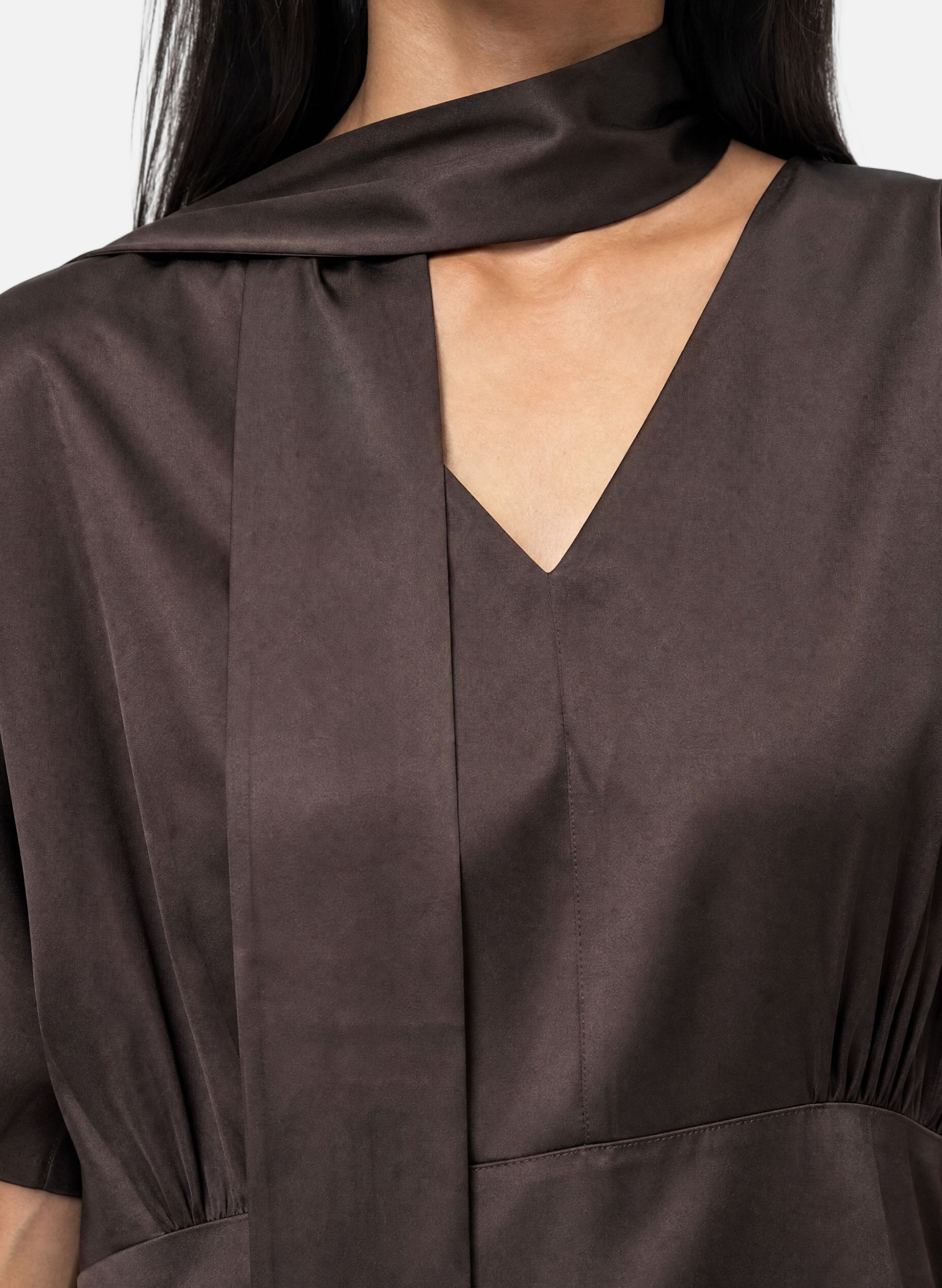 Top with brown satin lavallière THE KOOPLES Brown