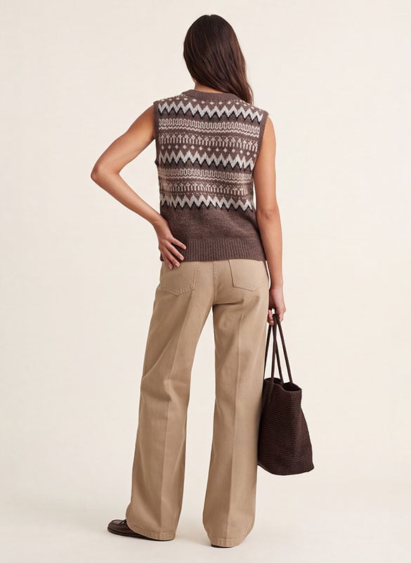 Gerade geschnittener Jacquard-Pullover mit Rundhalsausschnitt KOOKAI Braun