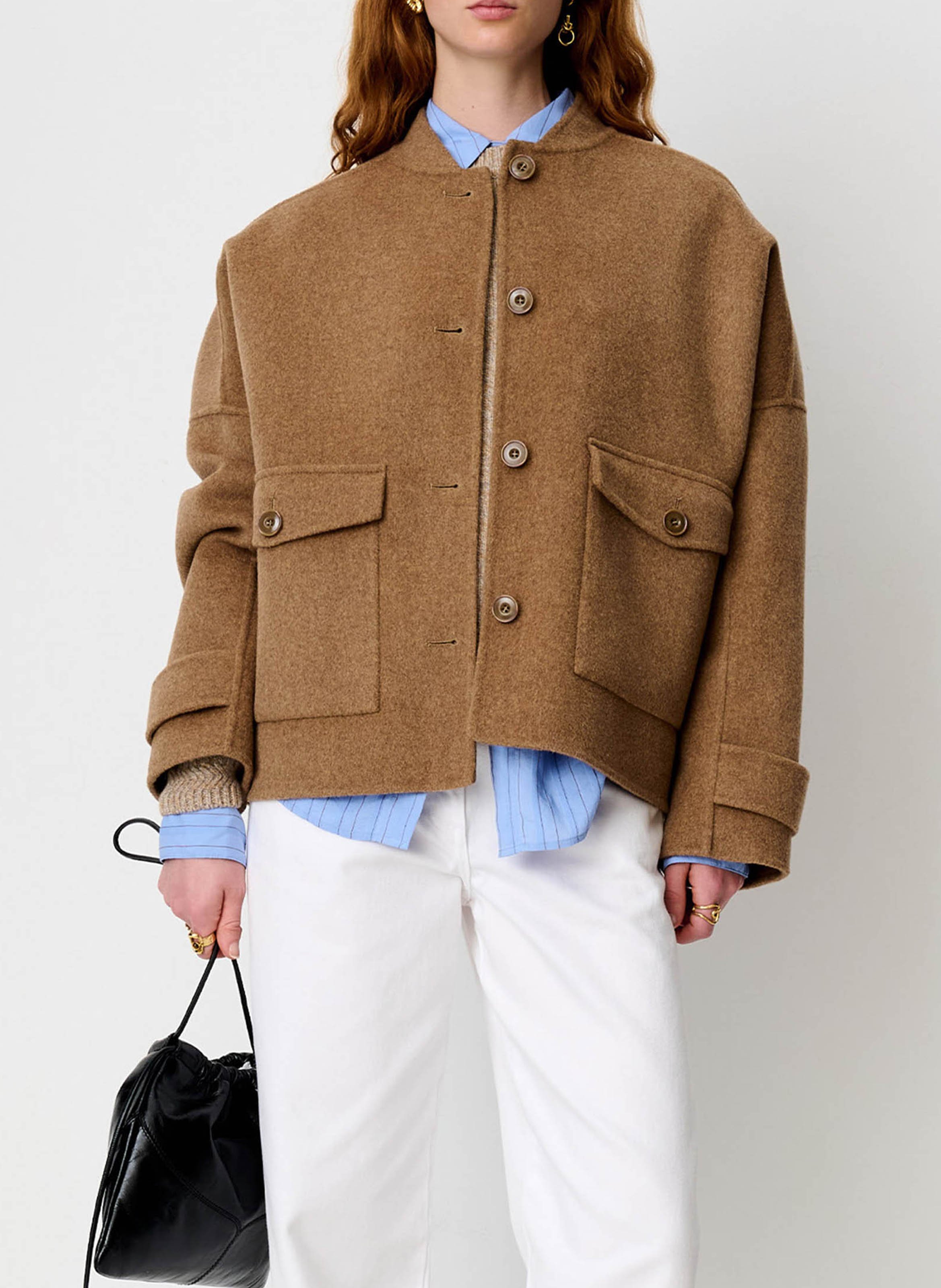 Gerade geschnittene Jacke aus Wollmix SESSUN Beige