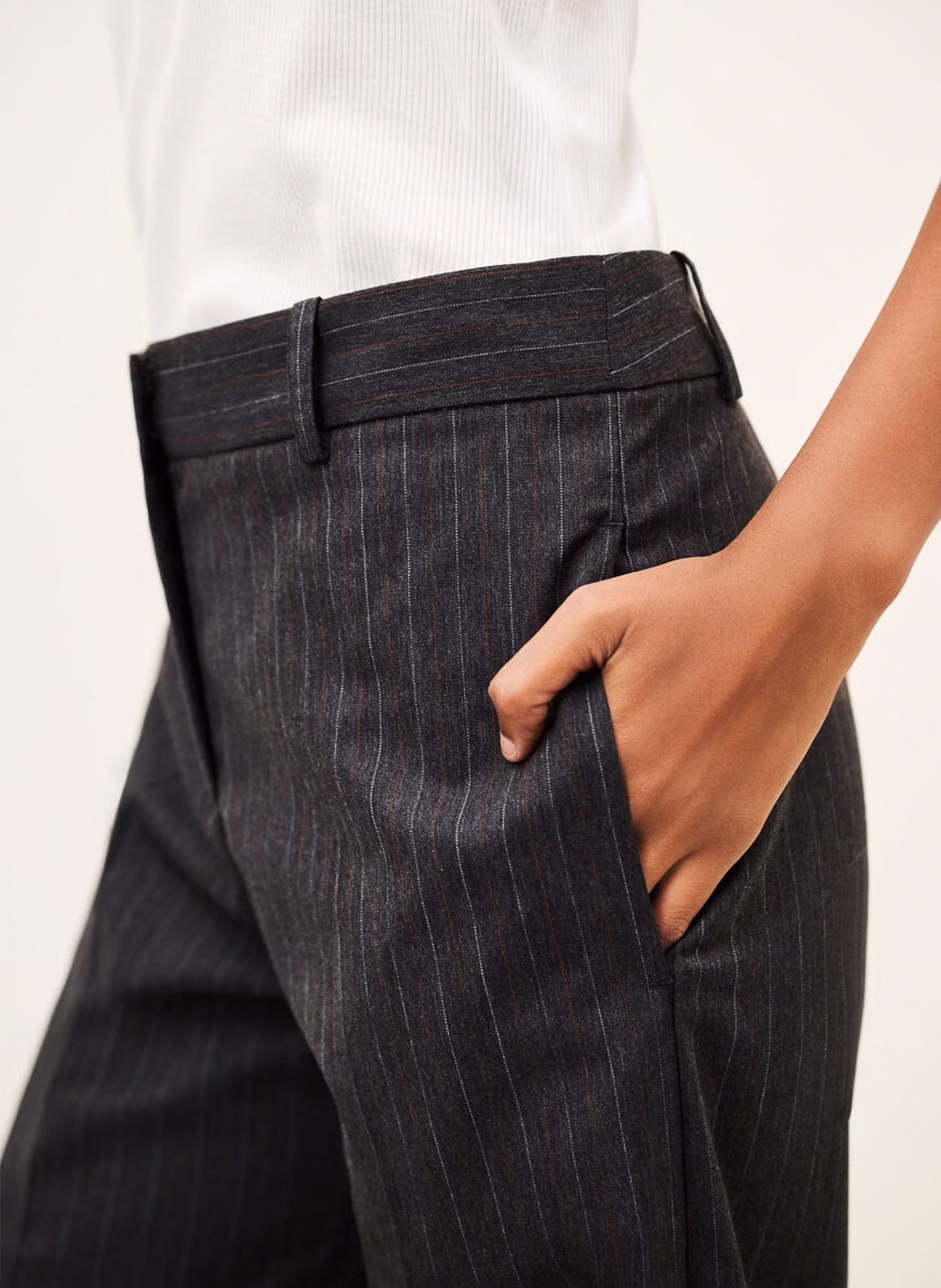 Pantalon tailleur droit à rayures BA&SH Gris