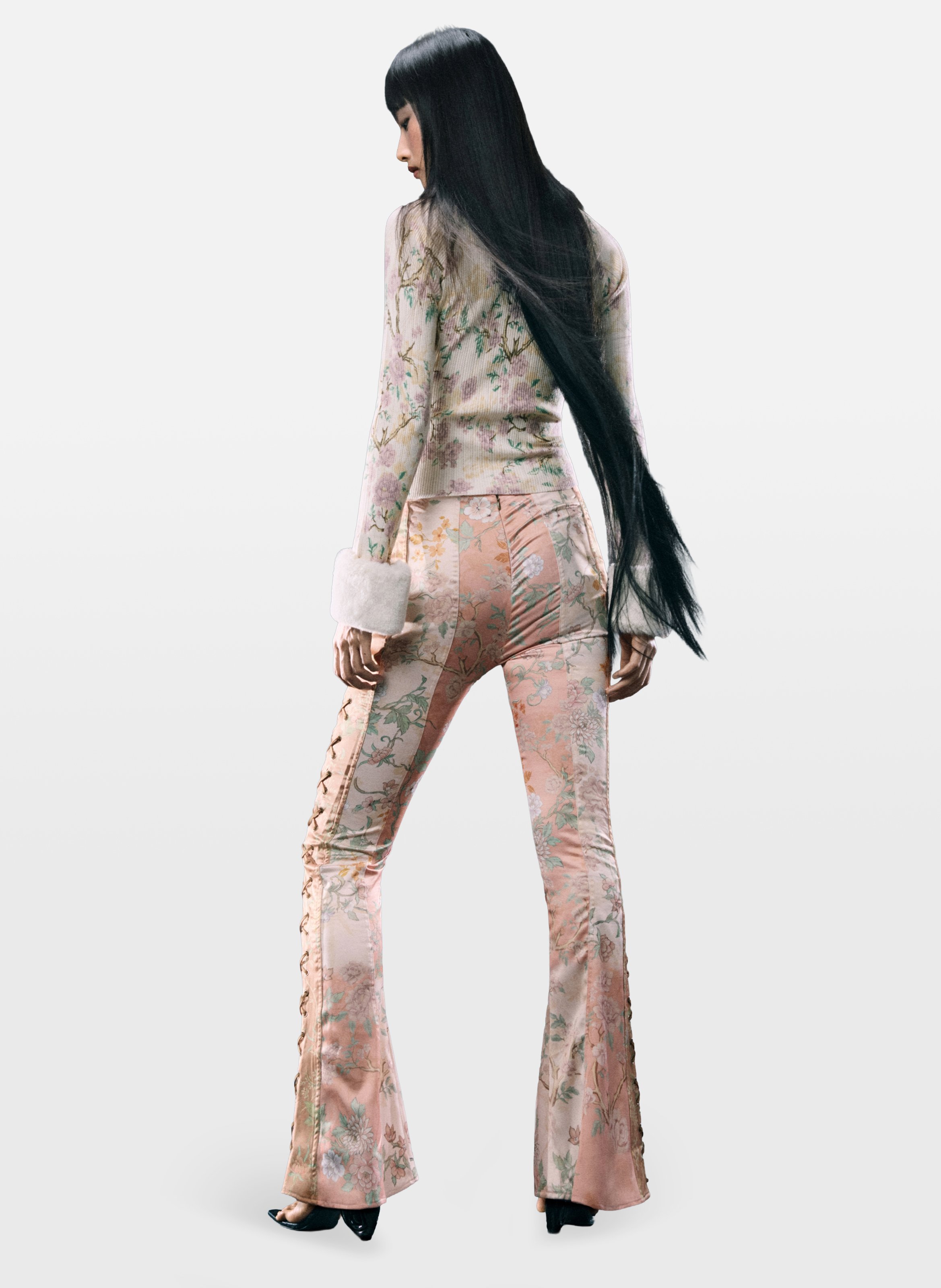 Pantalon flare imprimé à lacets DESIGUAL Blanc