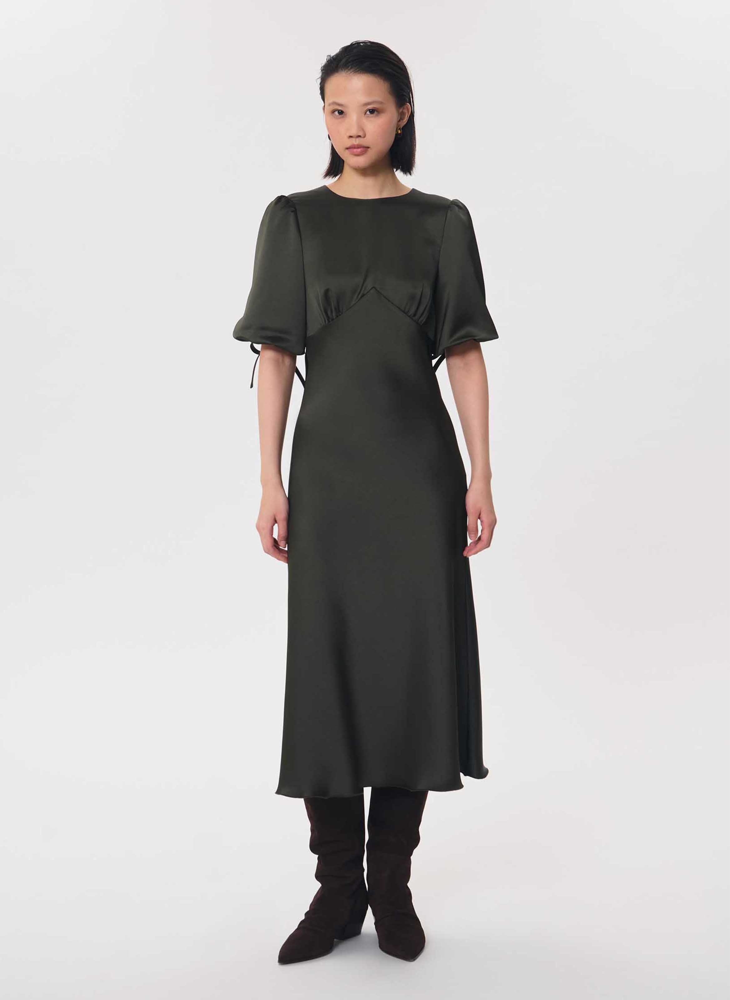 Robe longue col rond unie TARA JARMON Vert