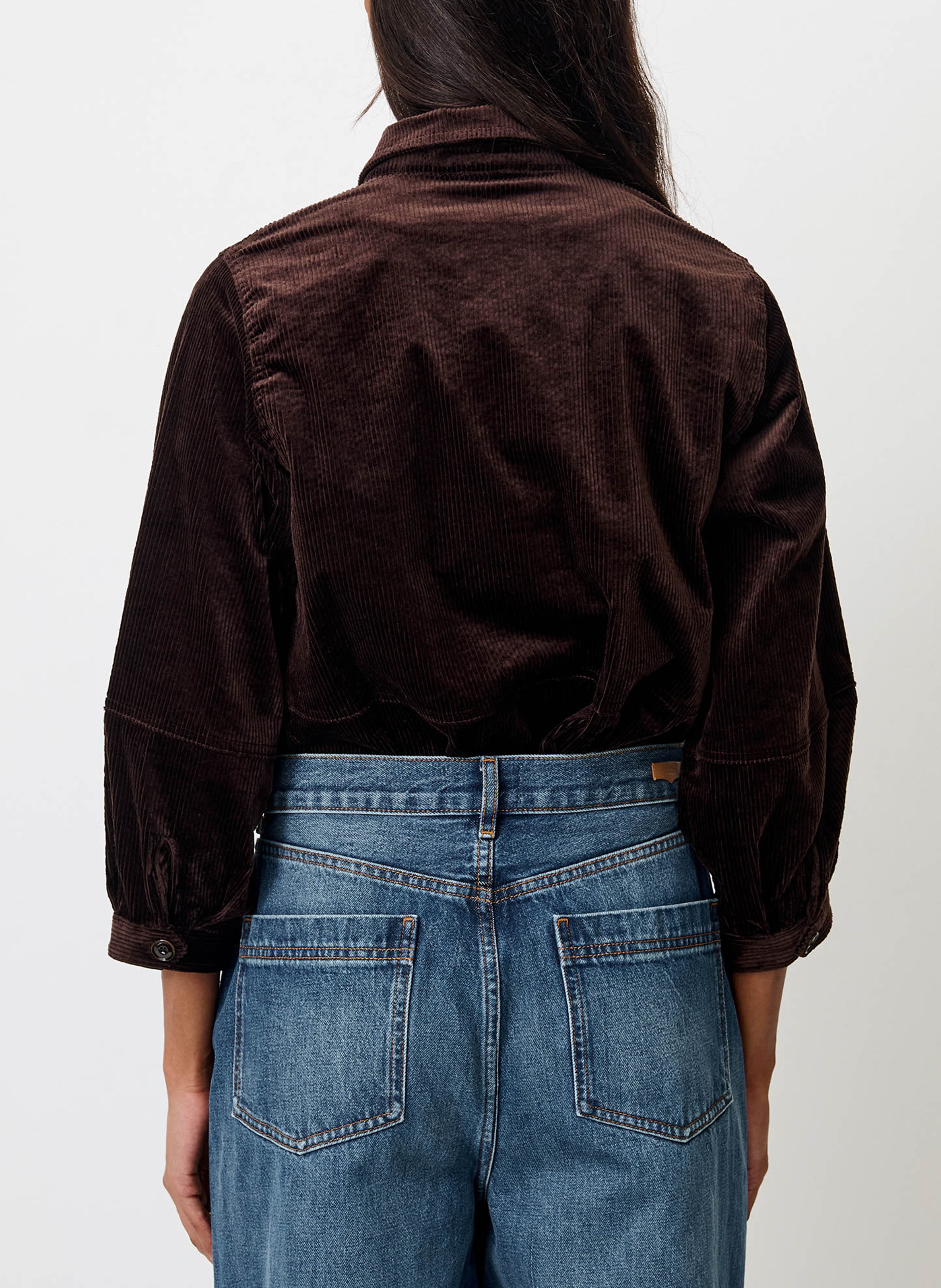 Surchemise ample courte en coton mélangé SESSUN Marron