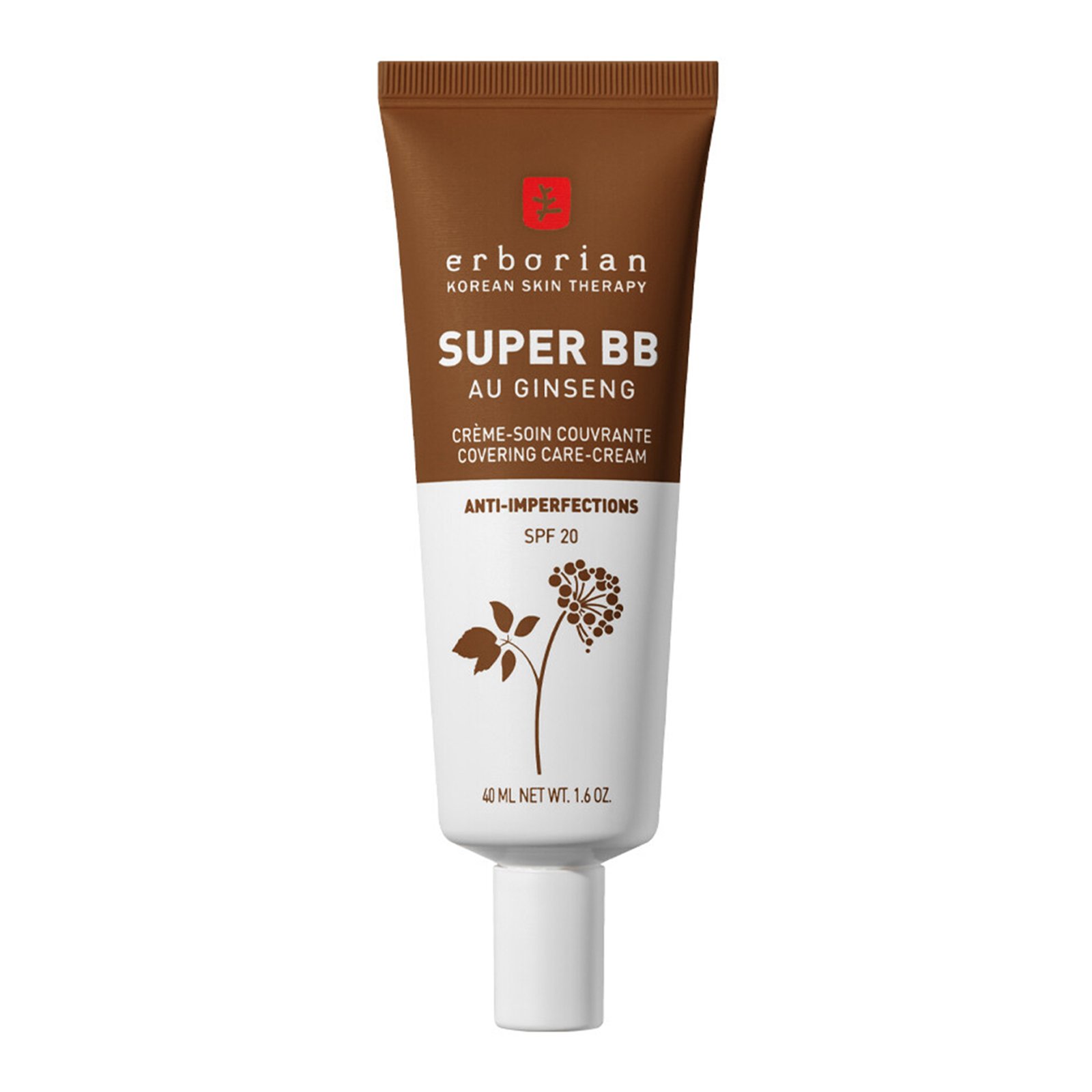 SUPER BB WITH GINSENG -- Covering care cream anti-imperfections ERBORIAN Chocolat