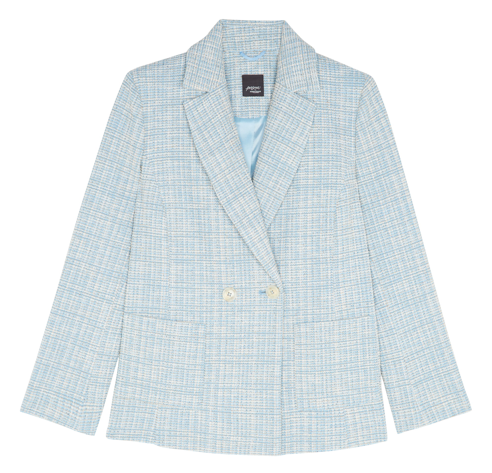 Gerade geschnittener Tweed-Blazer PERSONA by Marina Rinaldi Blau