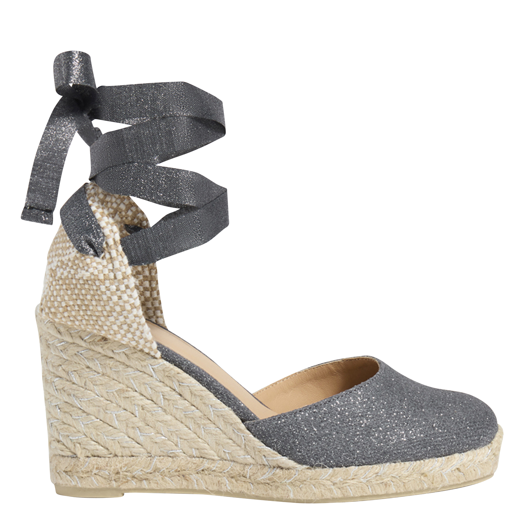 Espadrilles compensées en lin et coton CASTANER Argent