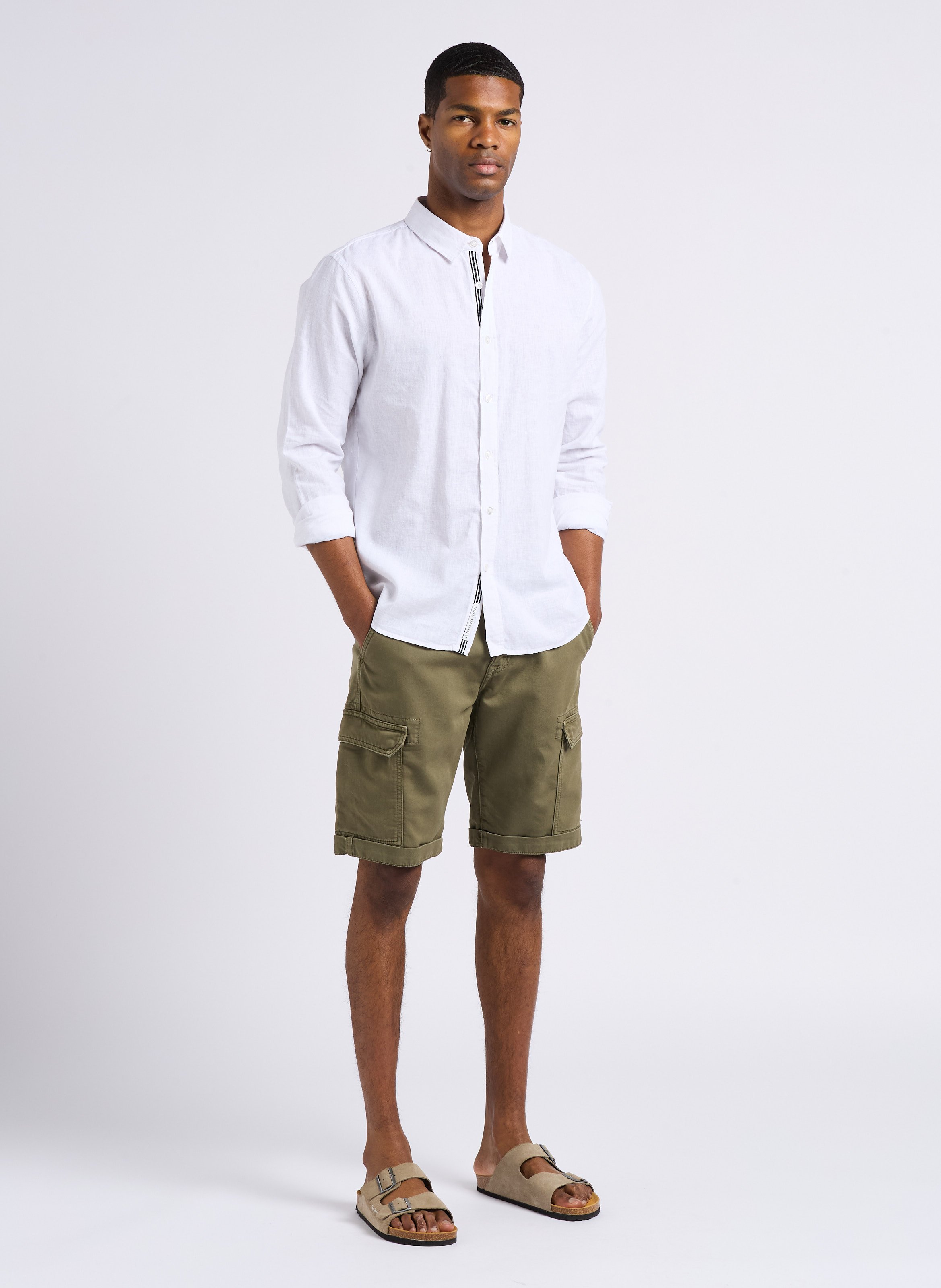 Chemise regular en lin et coton LE TEMPS DES CERISES Blanc