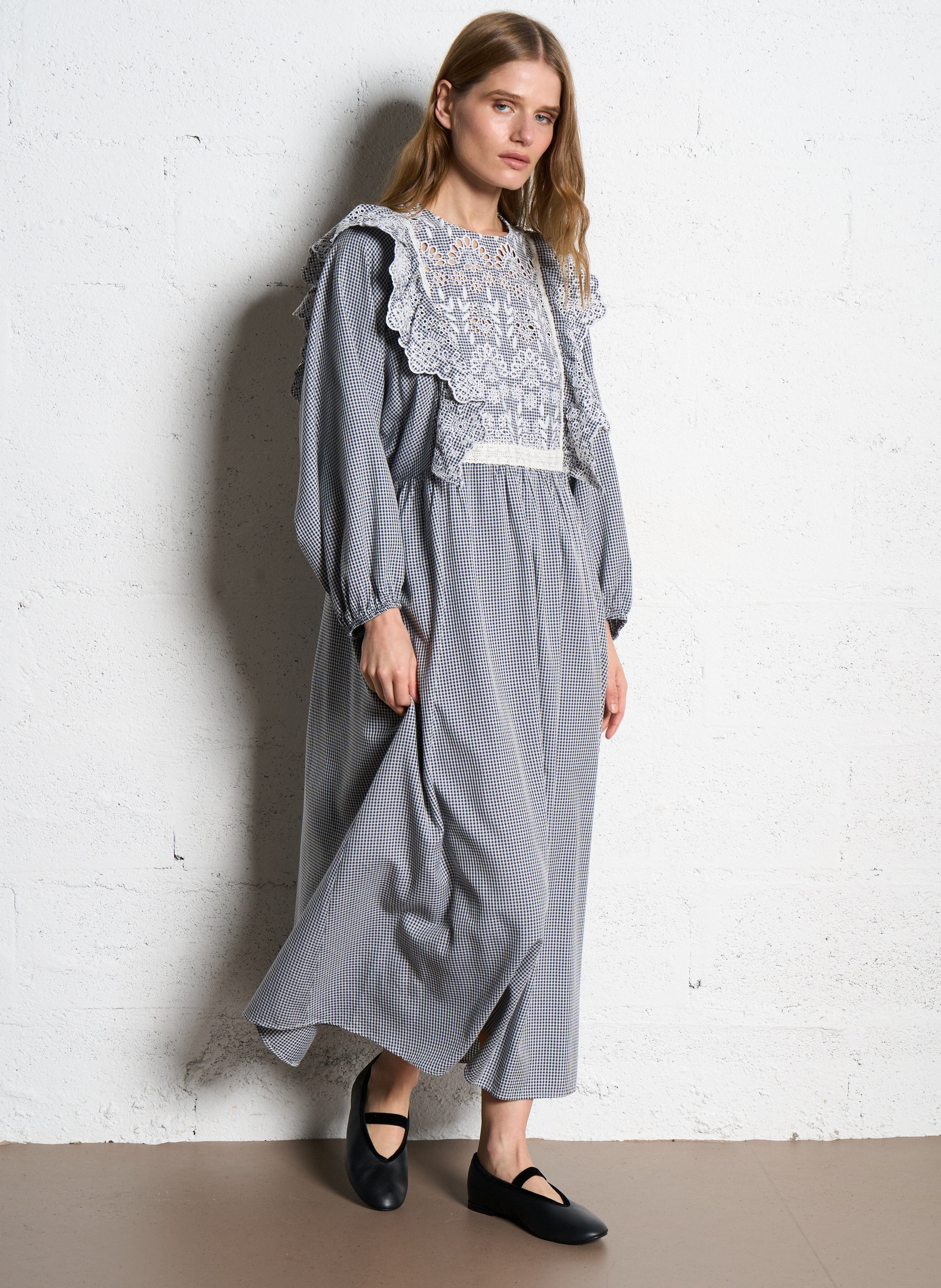 Robe longue brodée imprimée MAX MARA WEEK END Bleu