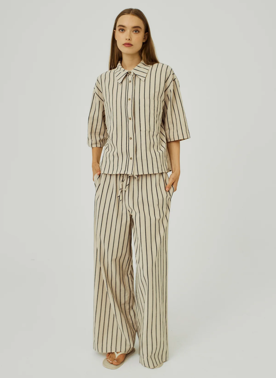 Short-sleeved striped shirt NORR Black