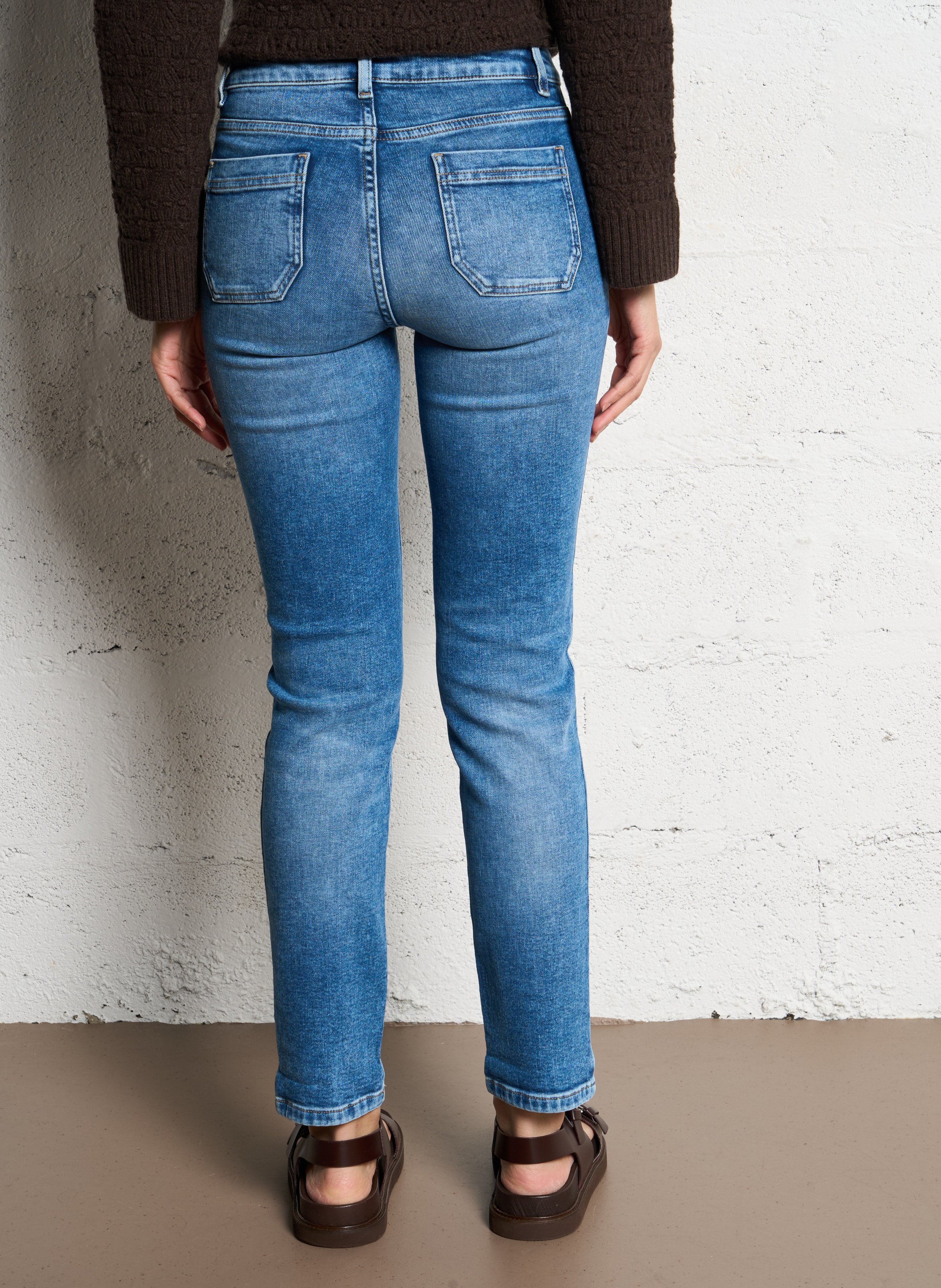 Jean slim en coton mélangé Bleu