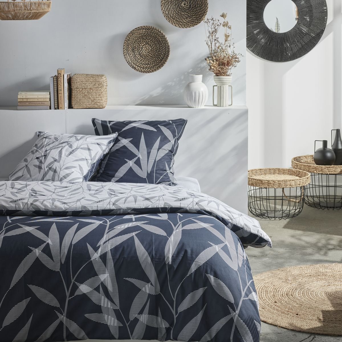 Zippered cotton printed bedding set TODAY LINGE DE MAISON White