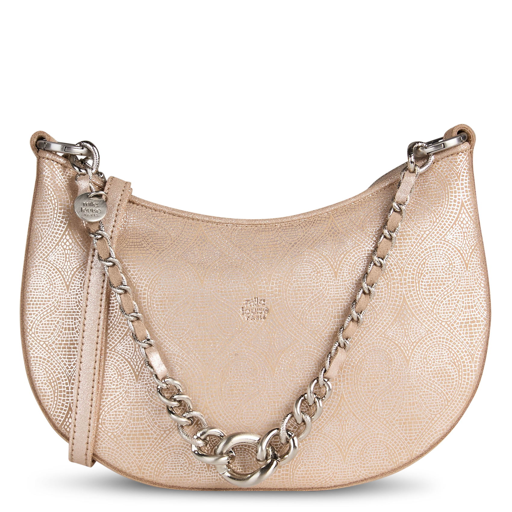 Effen, leren handtas MILA LOUISE Beige