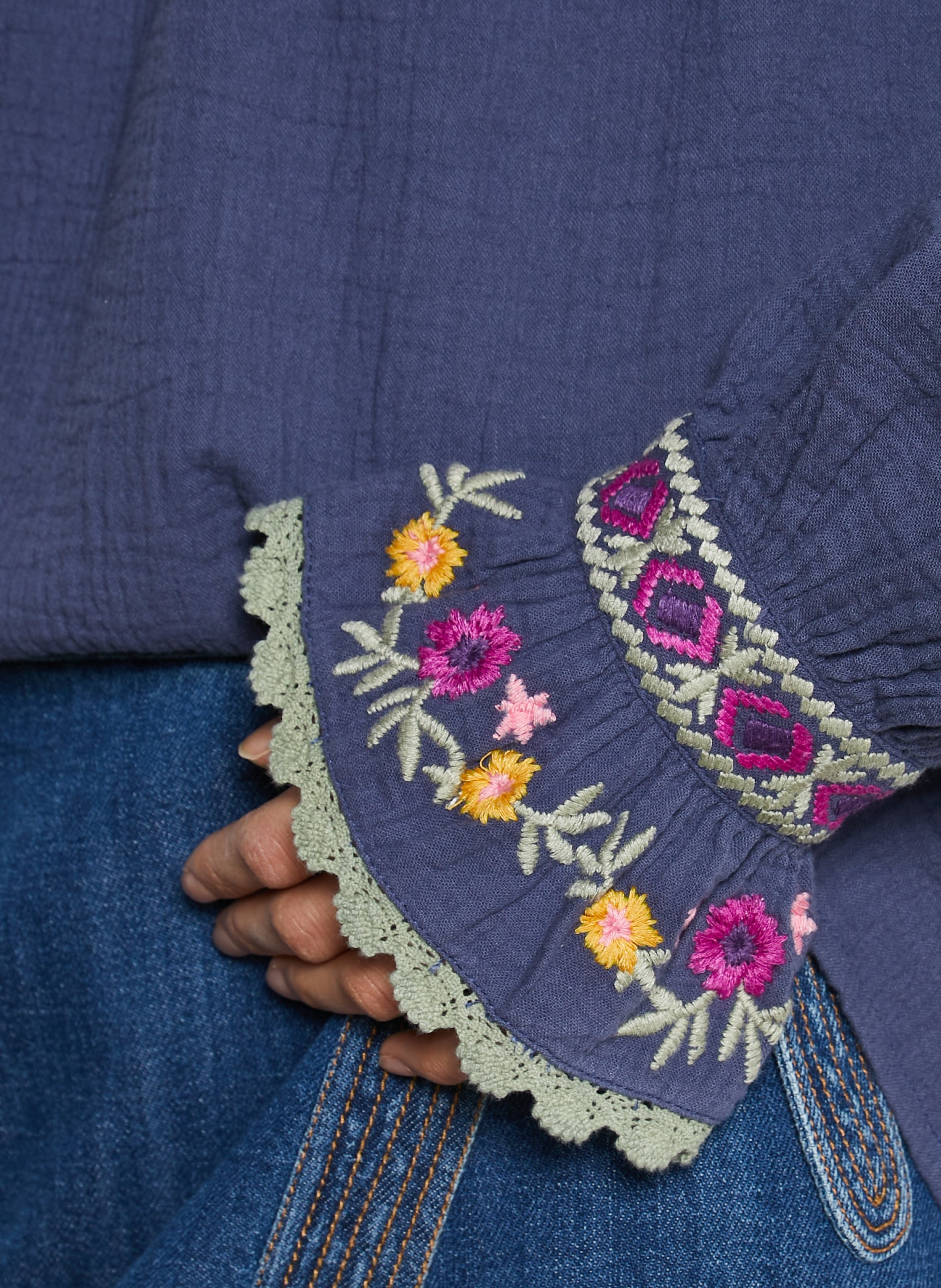 Round-neck cotton blouse LOUISE MISHA Blue