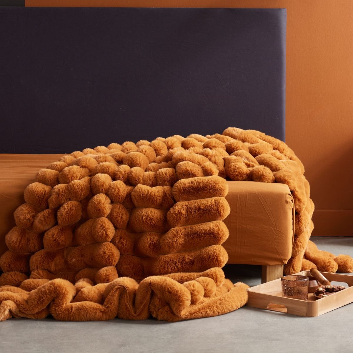 Solid ribbed plaid TODAY LINGE DE MAISON Brown