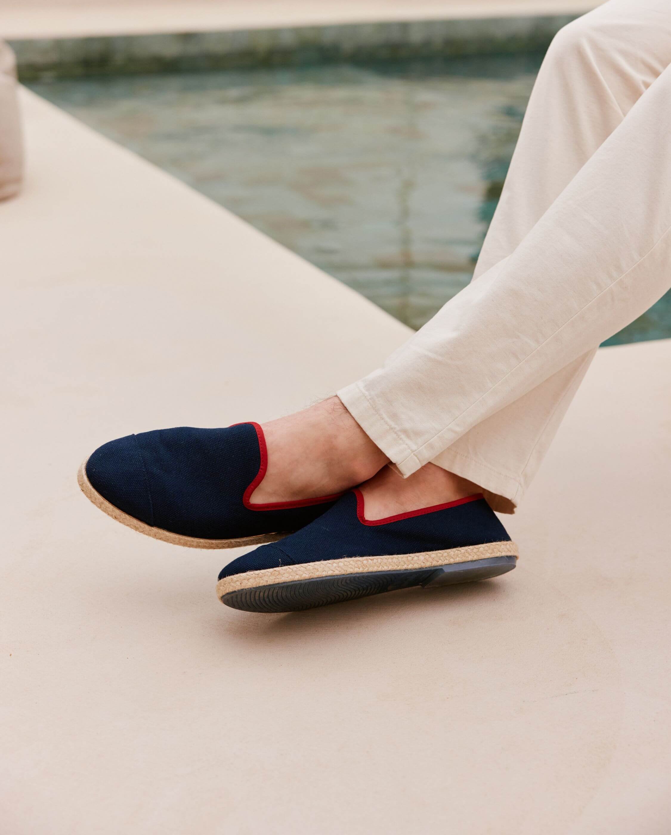 Men's cotton espadrilles, navy red ANGARDE Blue
