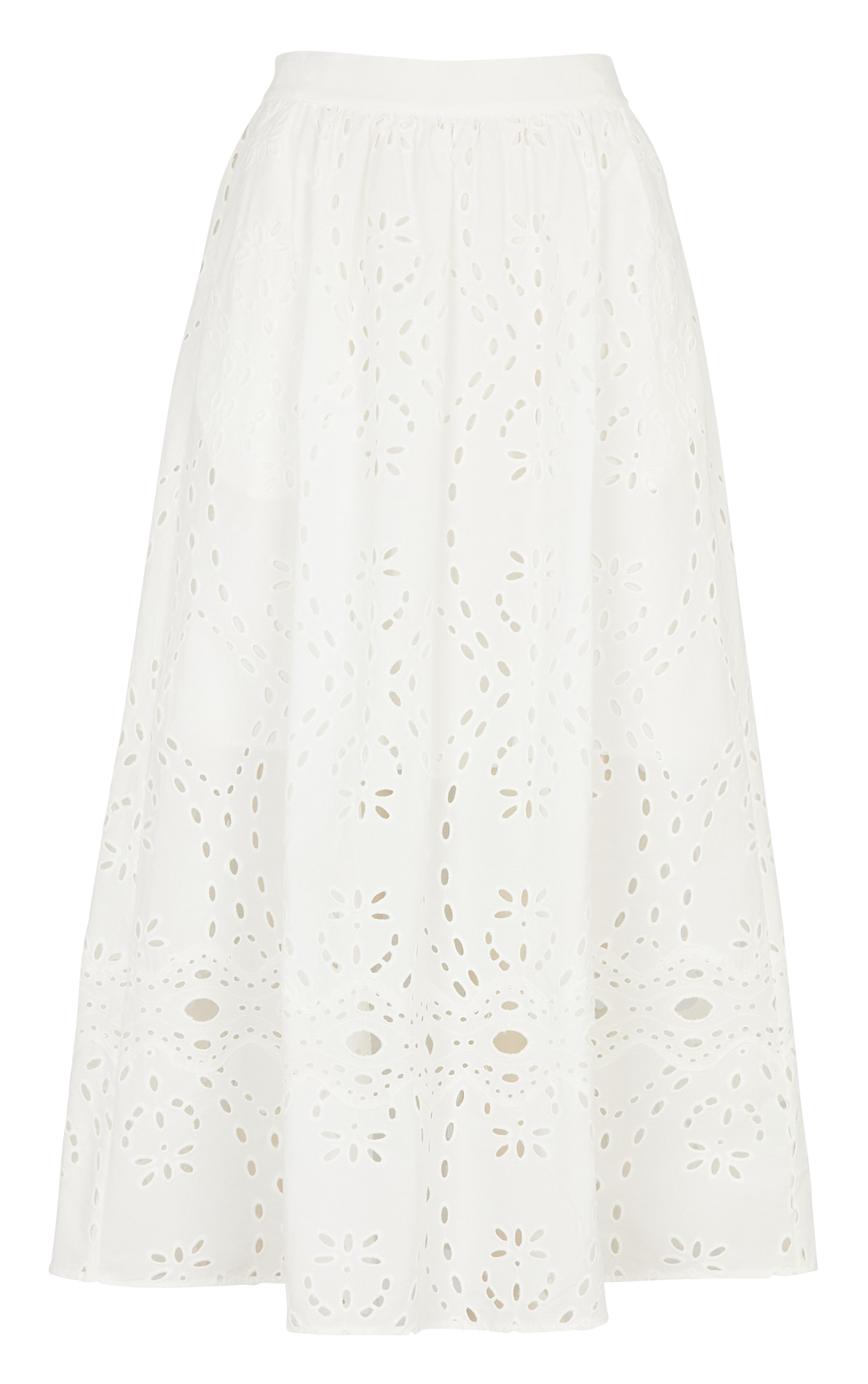 Jupe midi en coton brodé BA&SH Beige