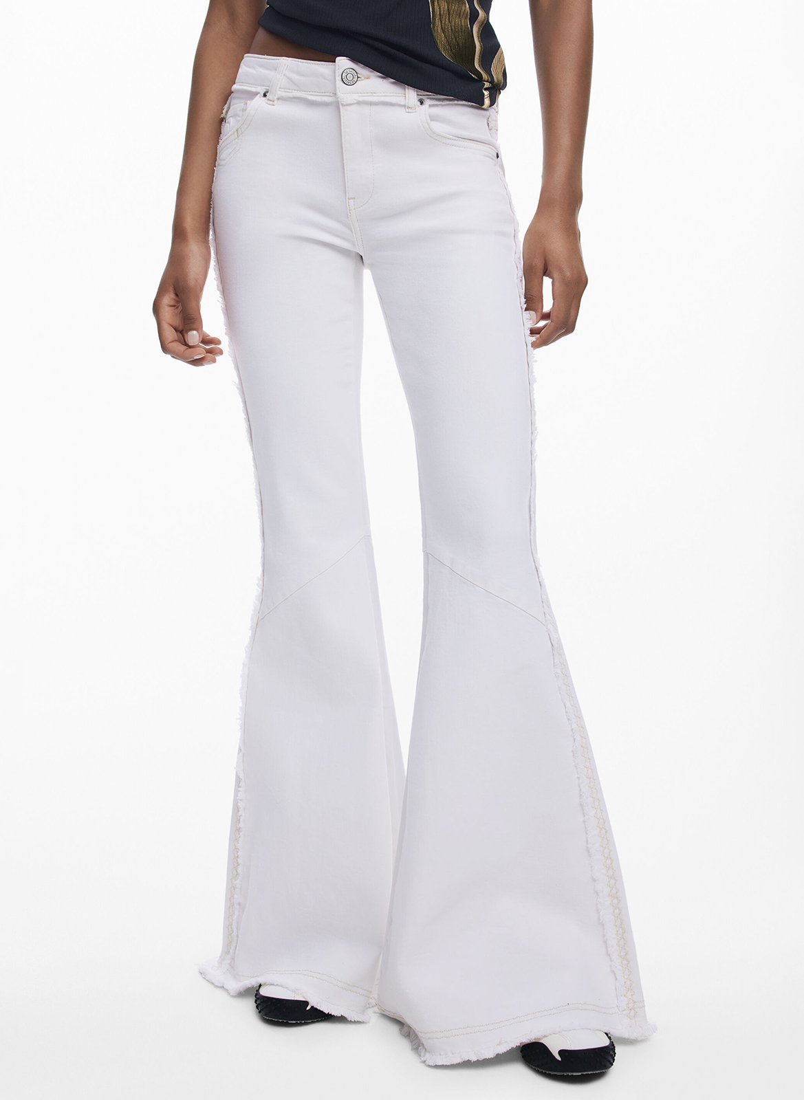 Jean patte d'eph en coton mélangé DESIGUAL Blanc