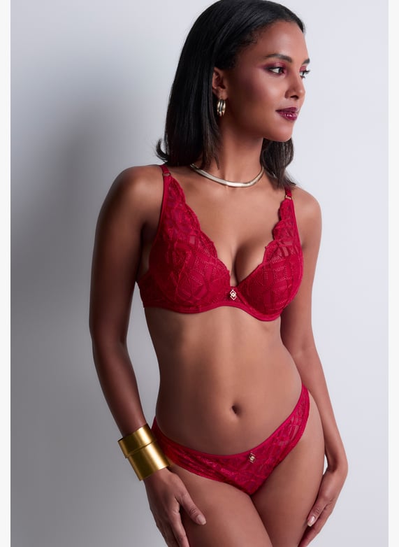 Soutien-gorge plunge foulard | Rouge by AUBADE Soutien-gorge plunge foulard Rouge