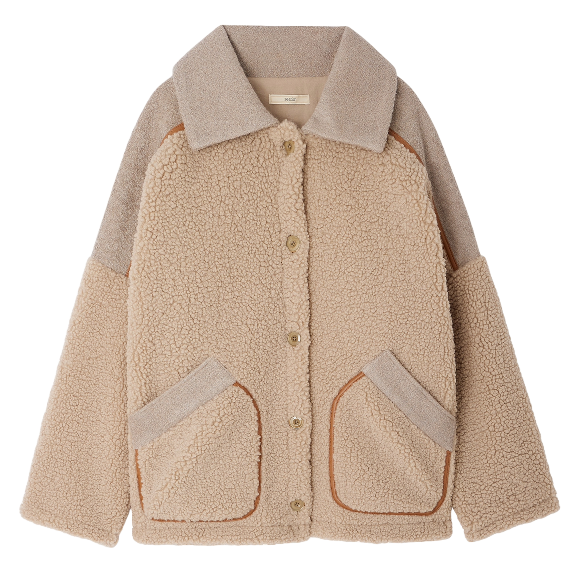 Veste oversize en laine mélangée SESSUN Beige