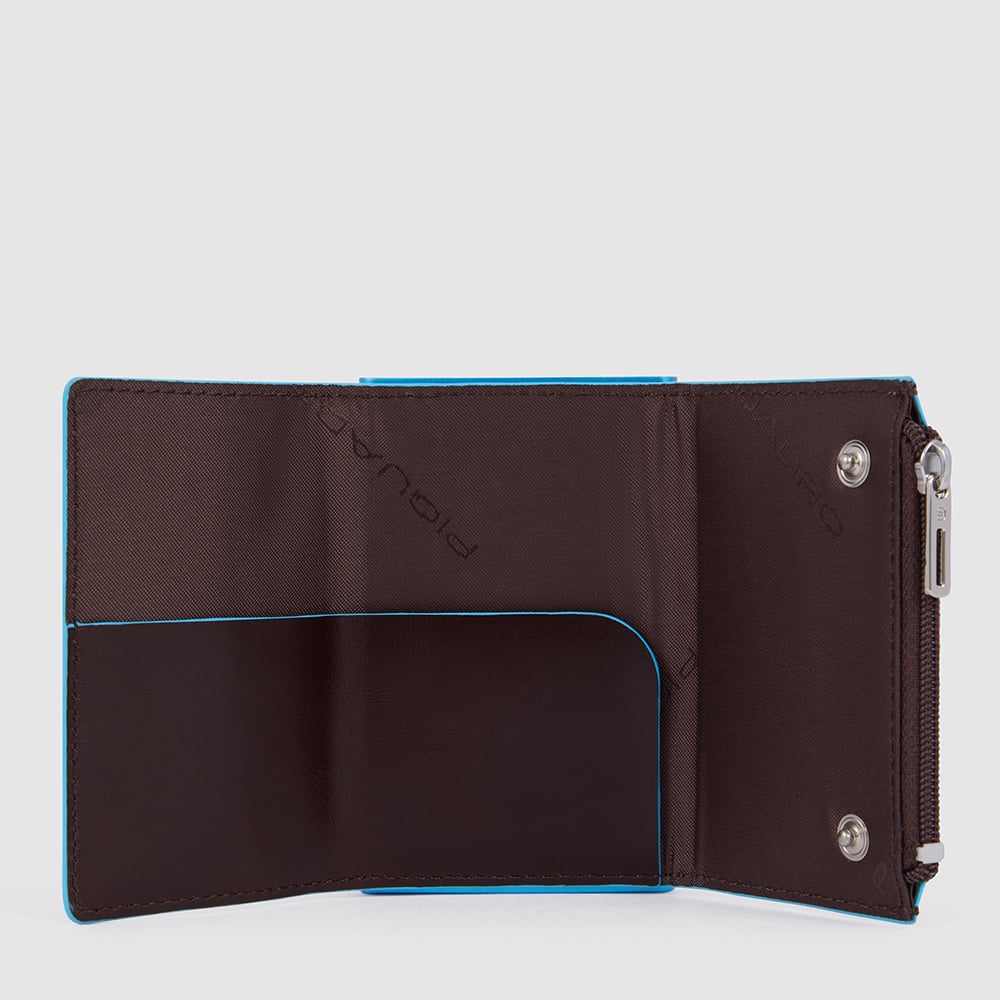 Wallet with sliding system and coin pocket PIQUADRO Brown