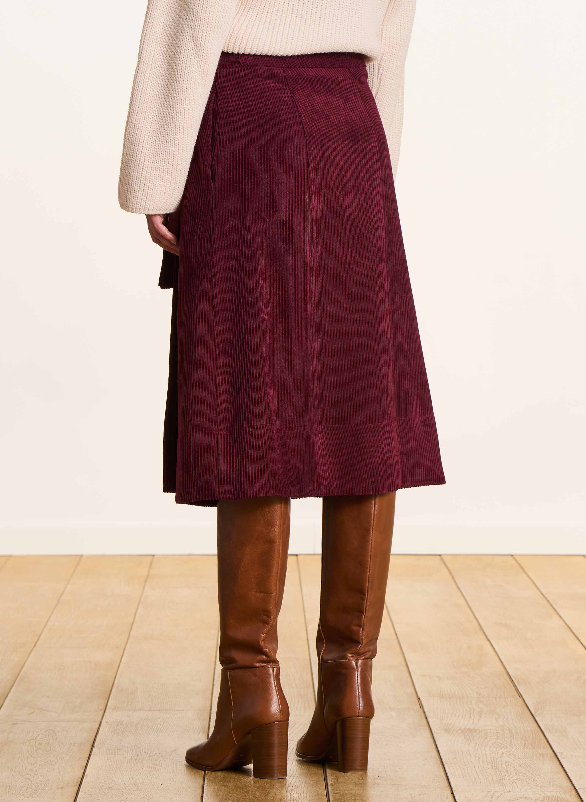 Velvet wrap midi skirt LA FEE MARABOUTEE Brown