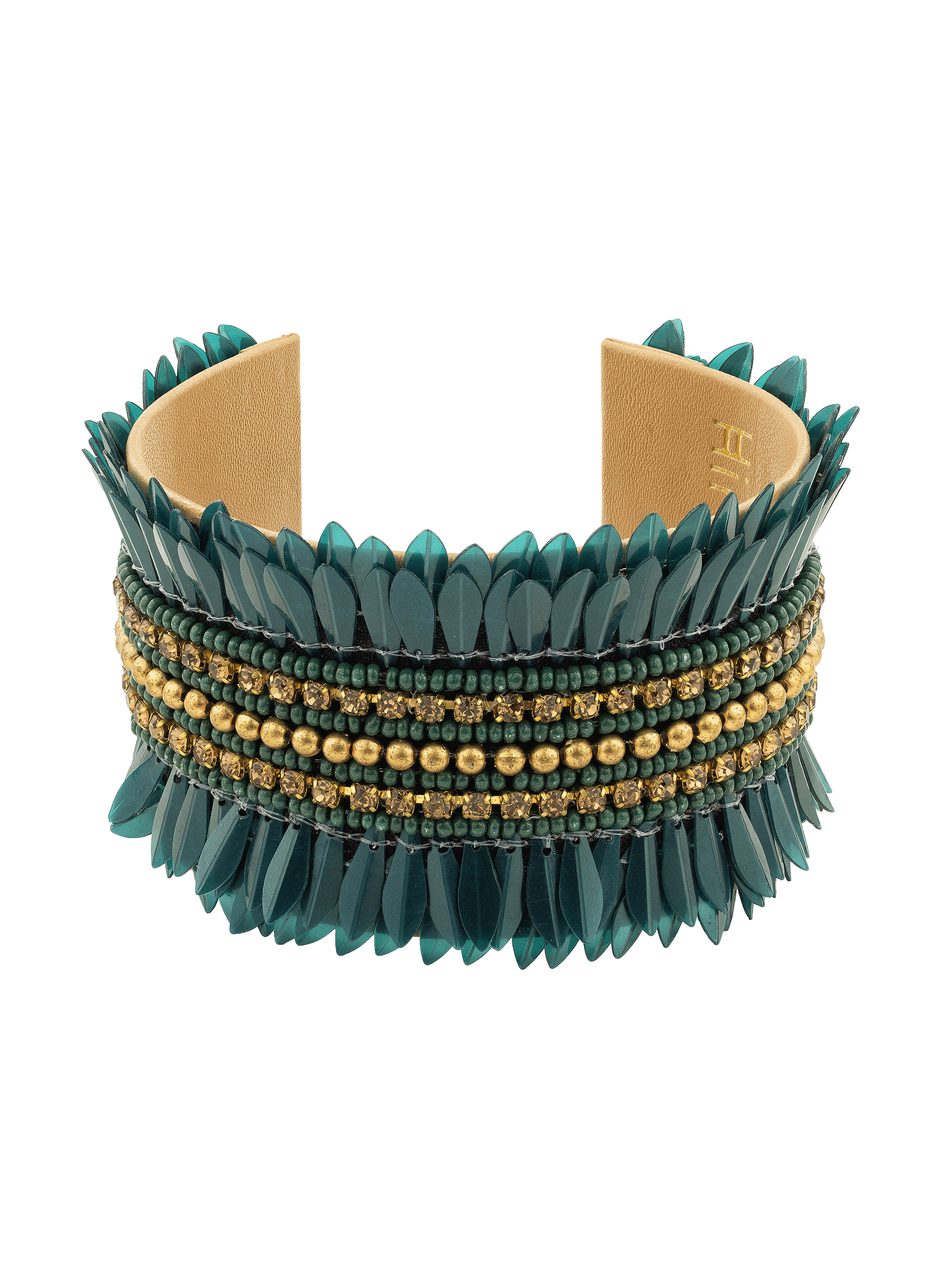 Adjustable beaded cuff bracelet HIPANEMA Green