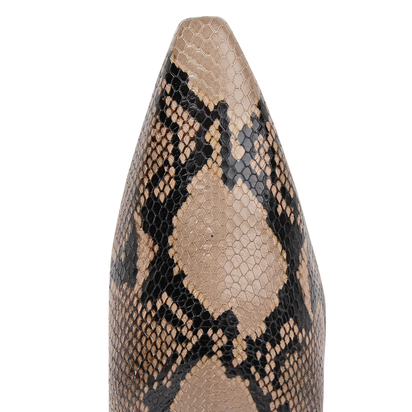 Leren laarzen met hak en slangenmotief RIVECOUR Bruin