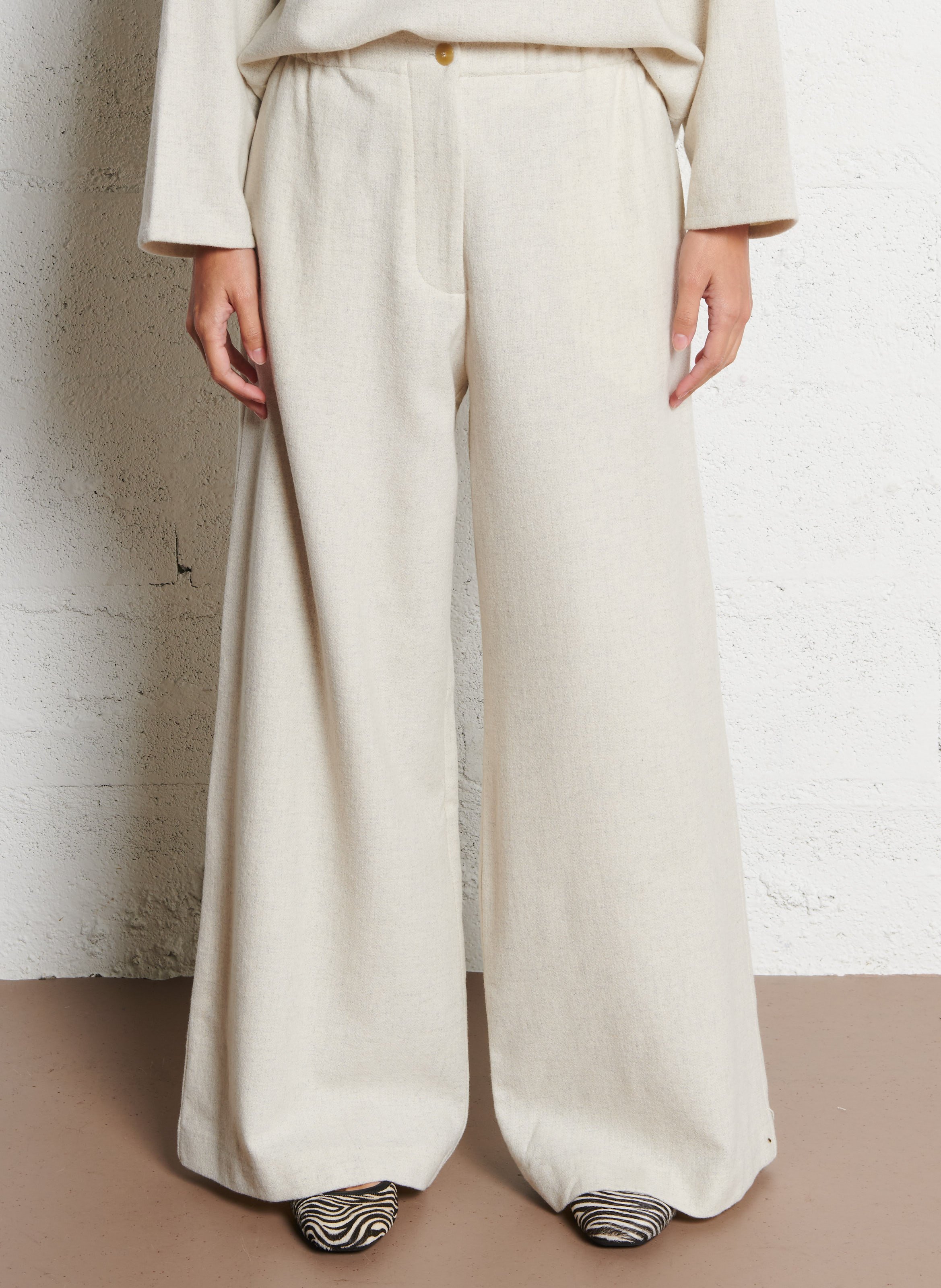 Pantalon large en laine mélangée MASSCOB Argent