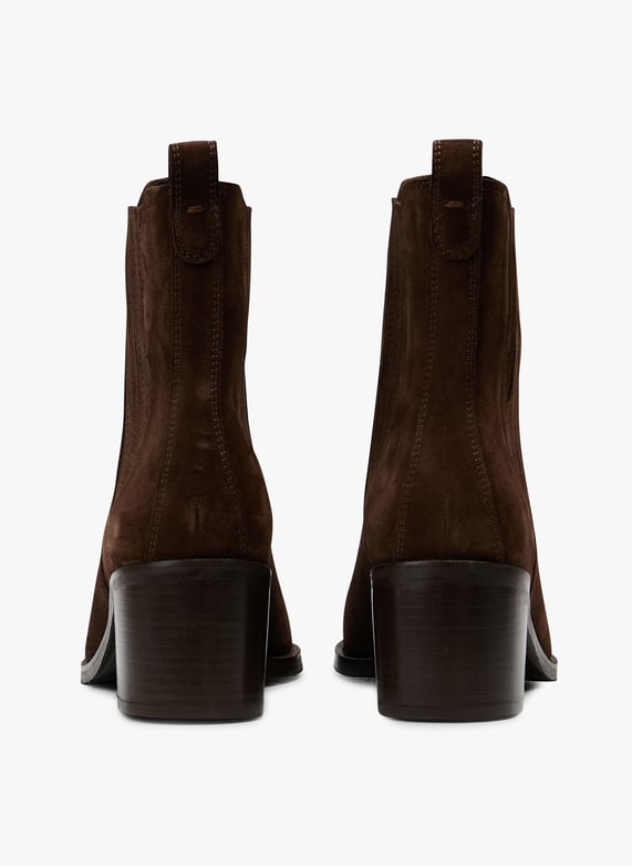 Heeled suede leather mid-calf boots | Brown by MELLOW YELLOW Heeled suede leather mid-calf boots Brown