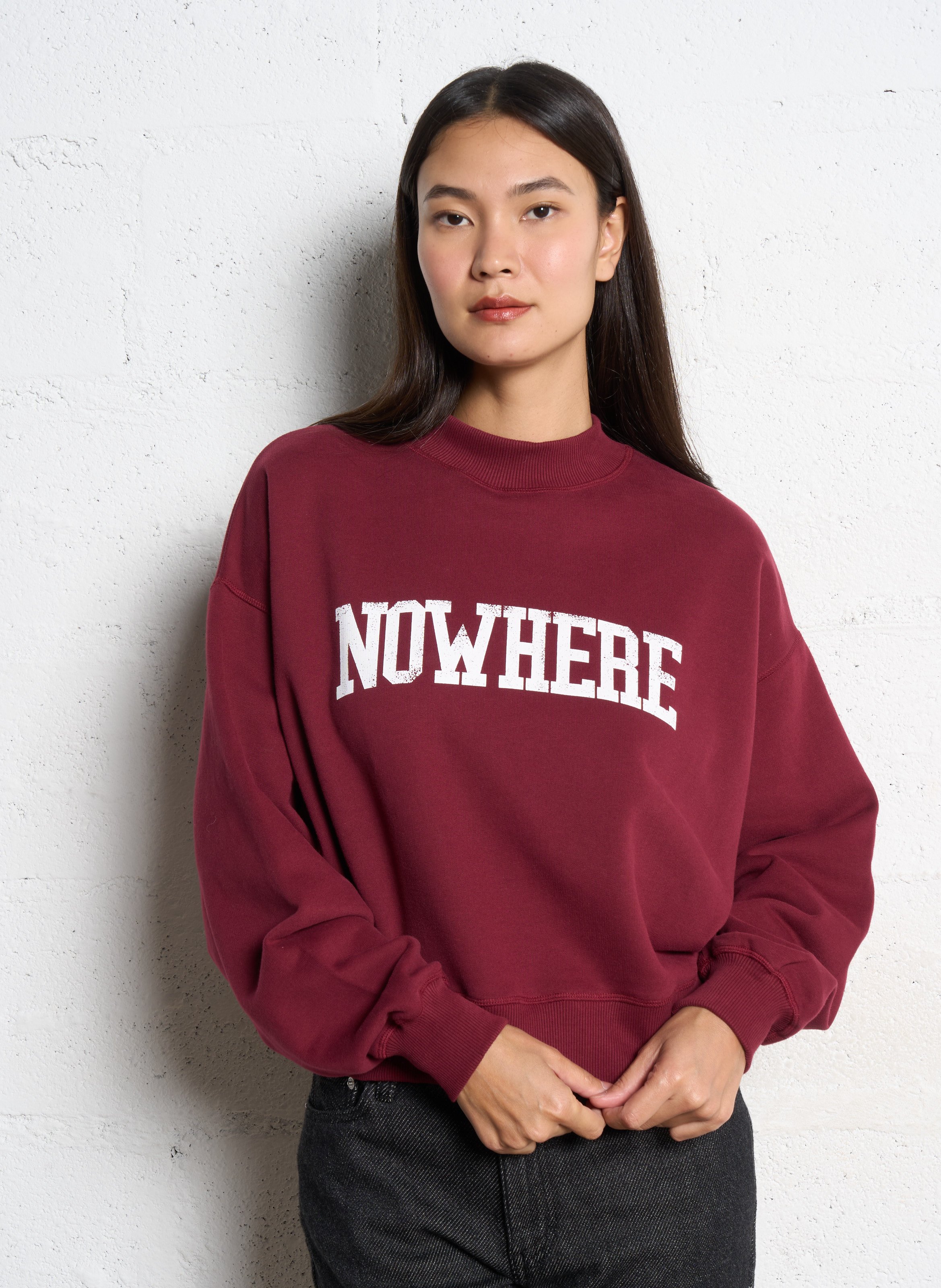 Oversized, katoenen sweater met opstaande kraag THE NEW SOCIETY Rood