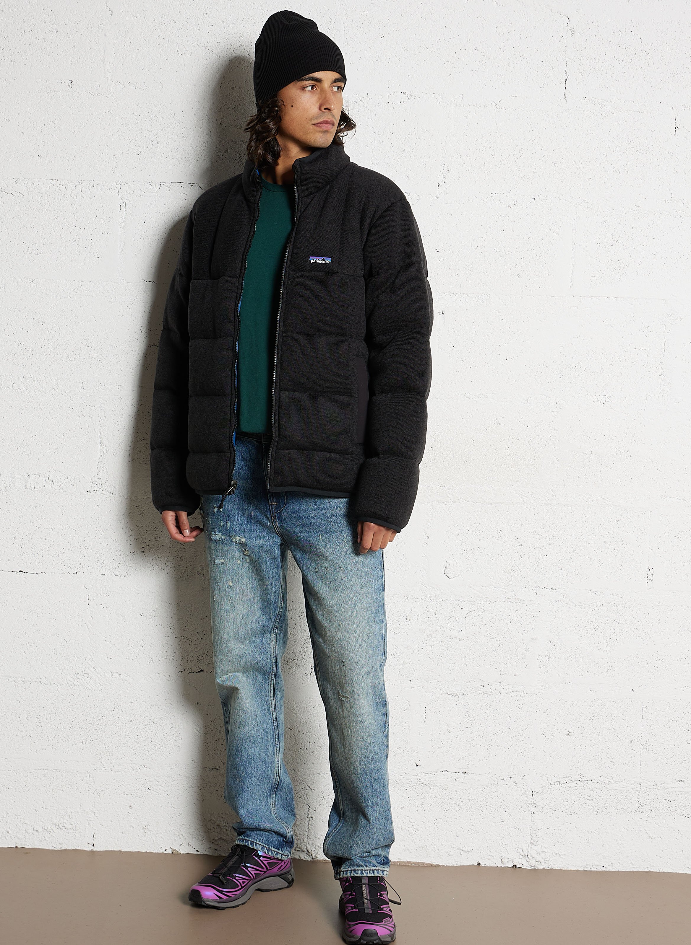 Quilted high neck solid coat PATAGONIA Black