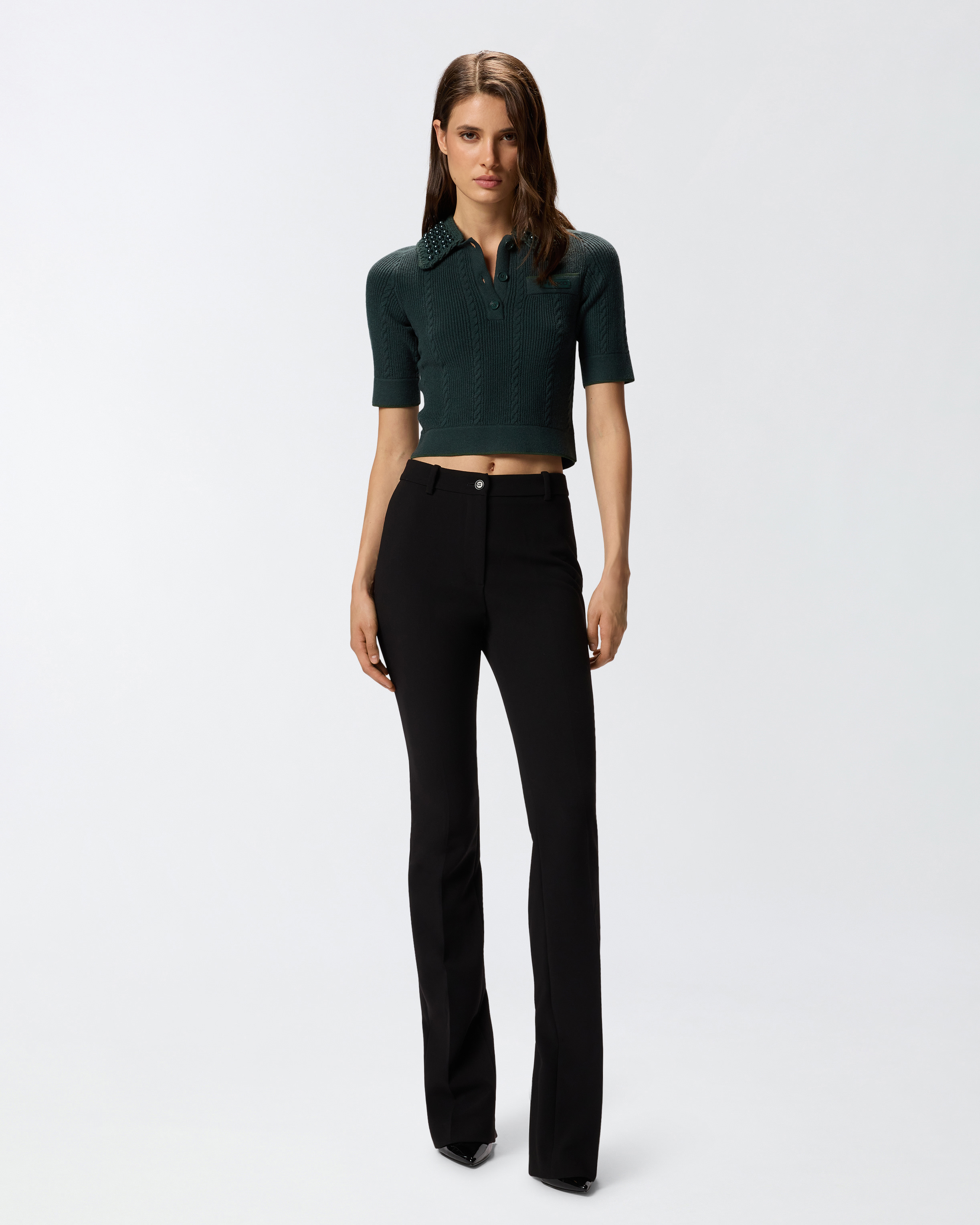 Polo sweater with pearls PINKO Green