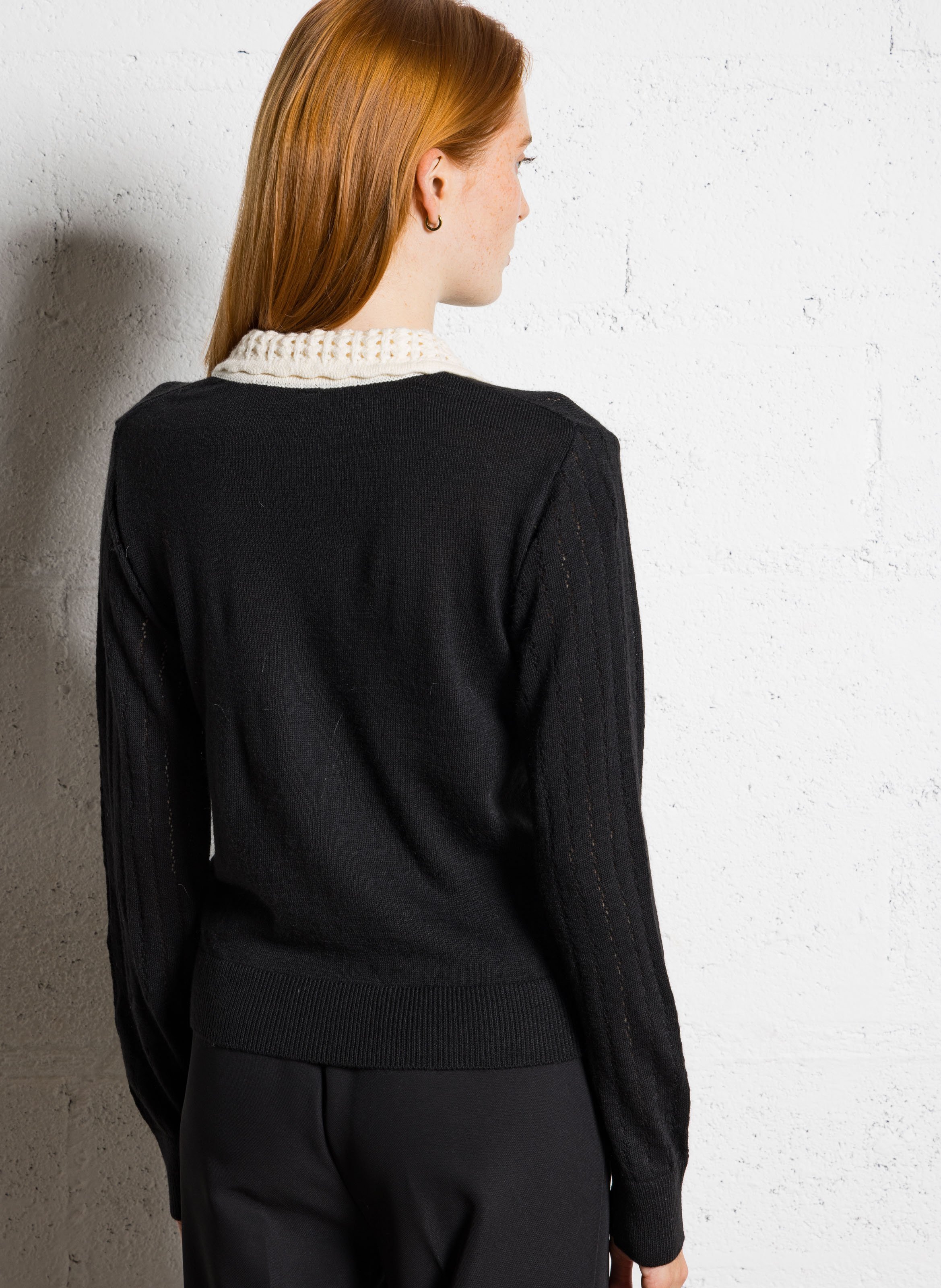 Pull tricot ajouré droit I CODE Noir