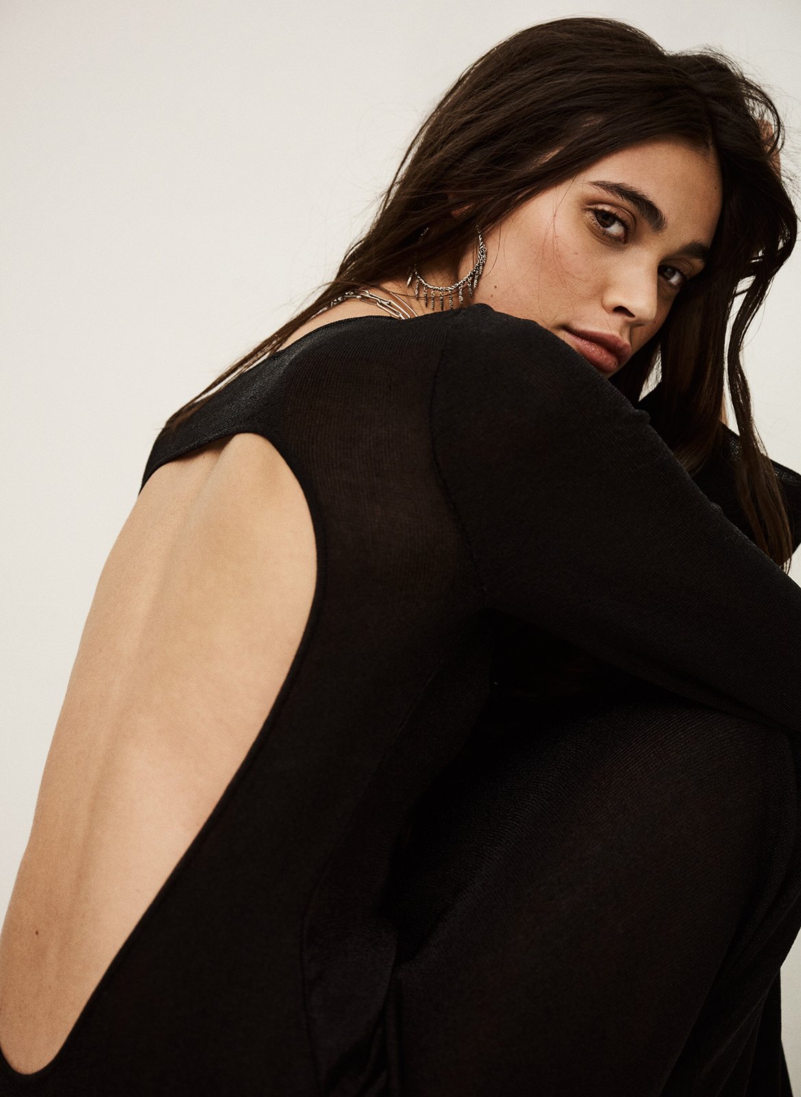 Lange jurk met ronde hals BA&SH Zwart