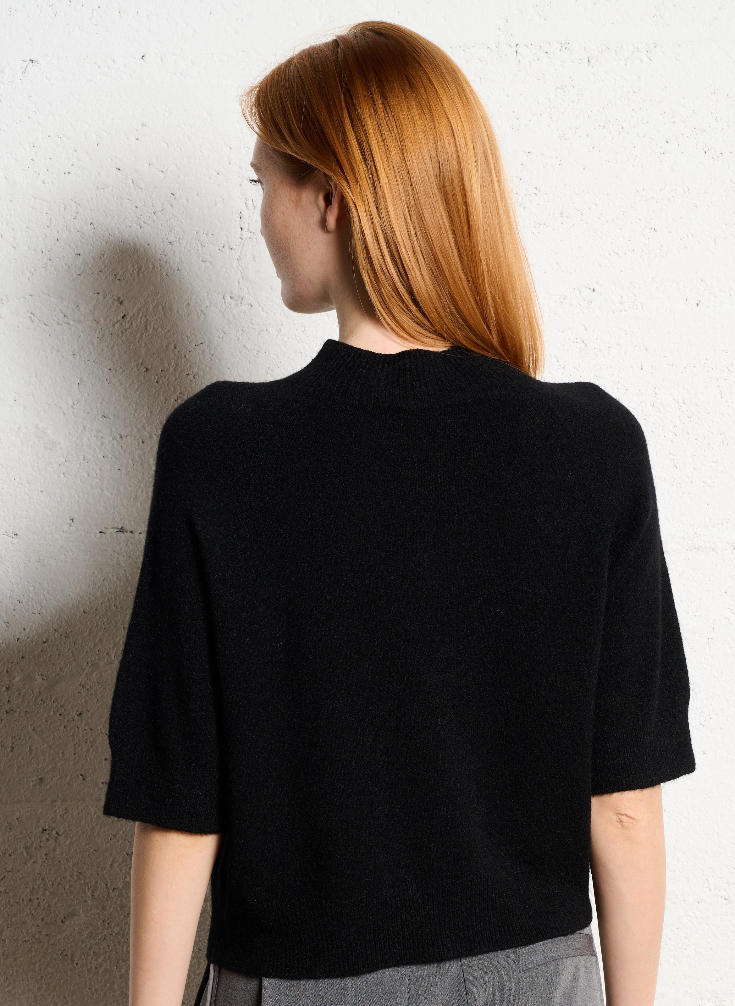 Pull manches courtes en maille unie IMPERIAL Noir