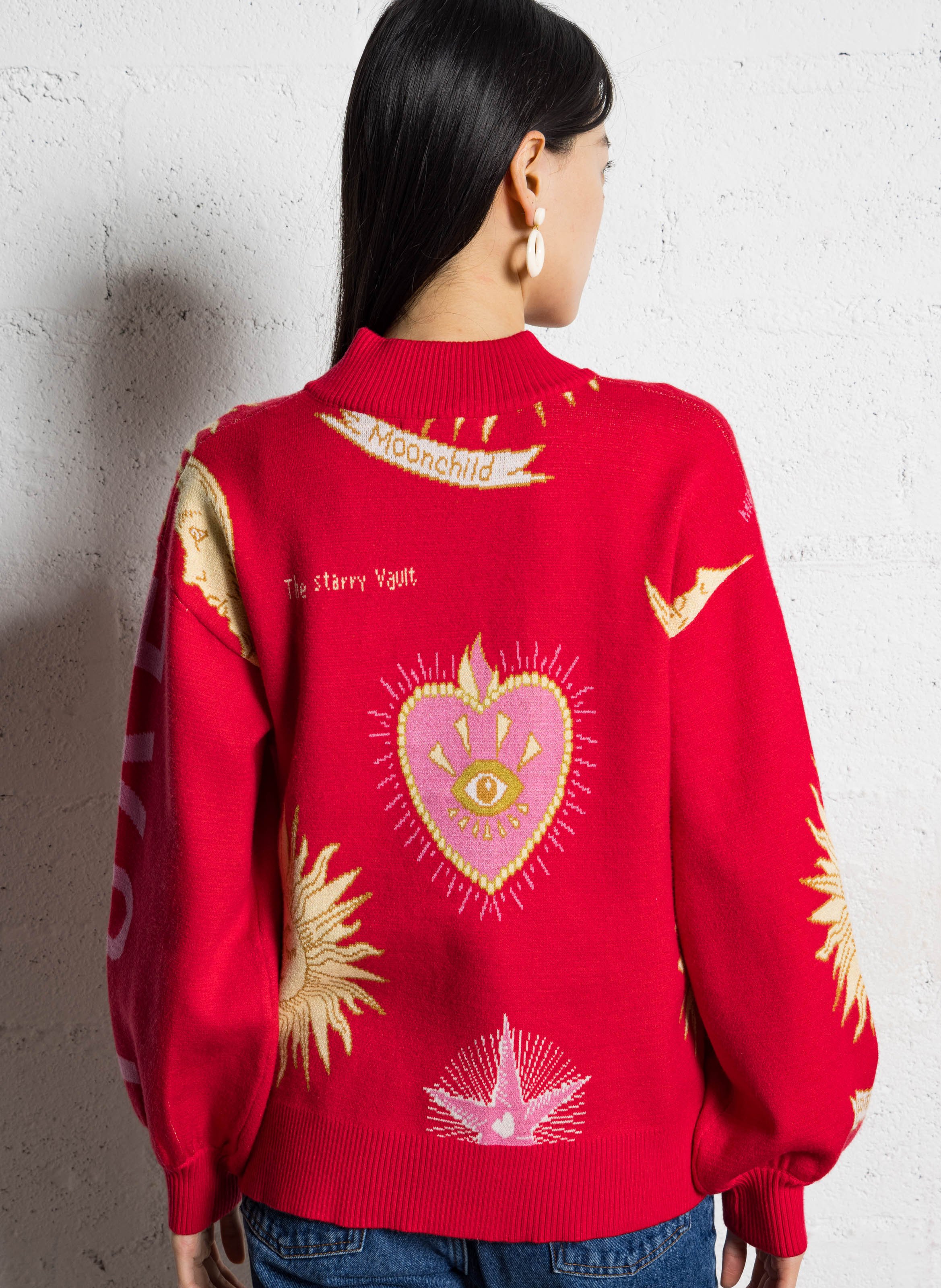 Gilet droit col V imprimé NEVER FULLY DRESSED Rouge