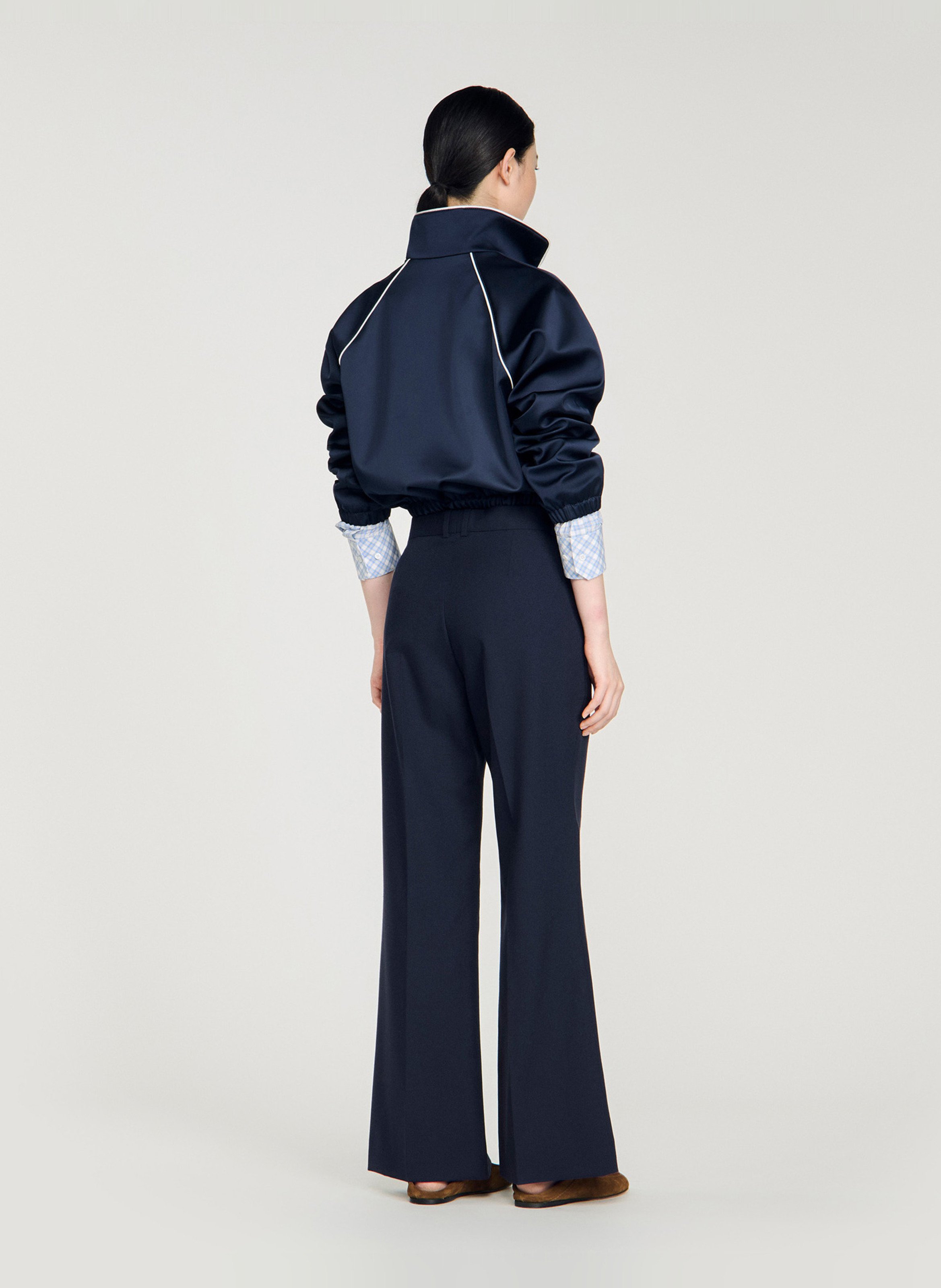 Declic wool-blend loose-fit trousers SANDRO Blue