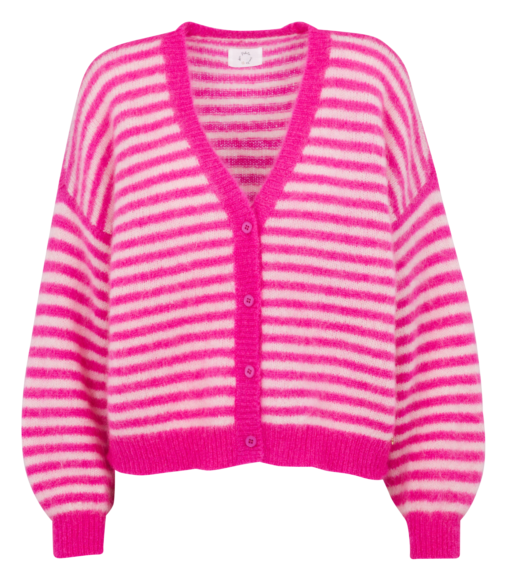 Oversized V-neck wool blend cardigan DES PETITS HAUTS Pink