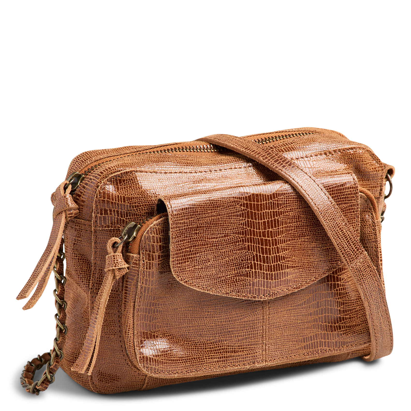 Sac bandoulière jacquard brillant en cuir PIECES