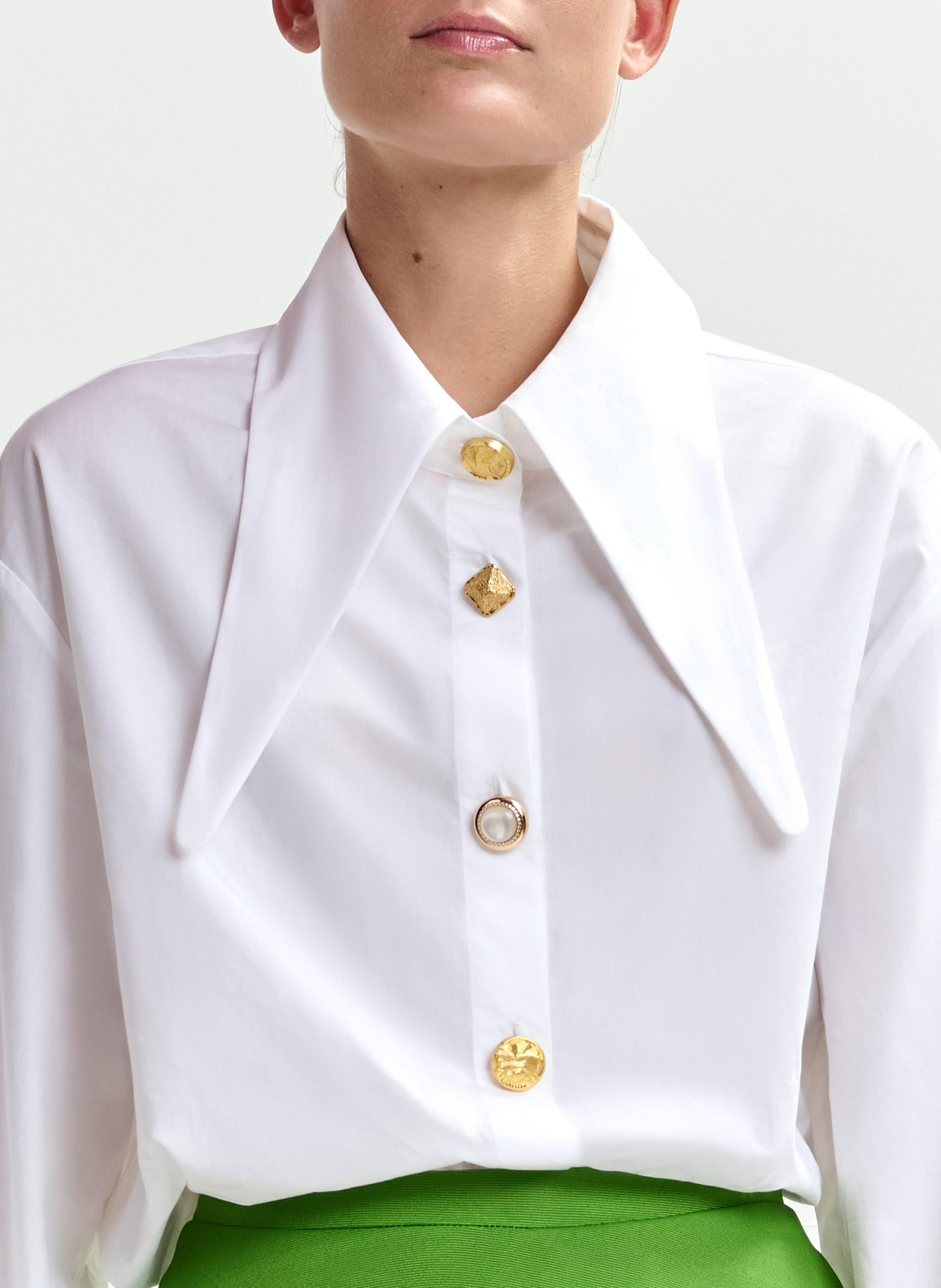 Oversized shirt with extended plain collar ESSENTIEL ANTWERP White