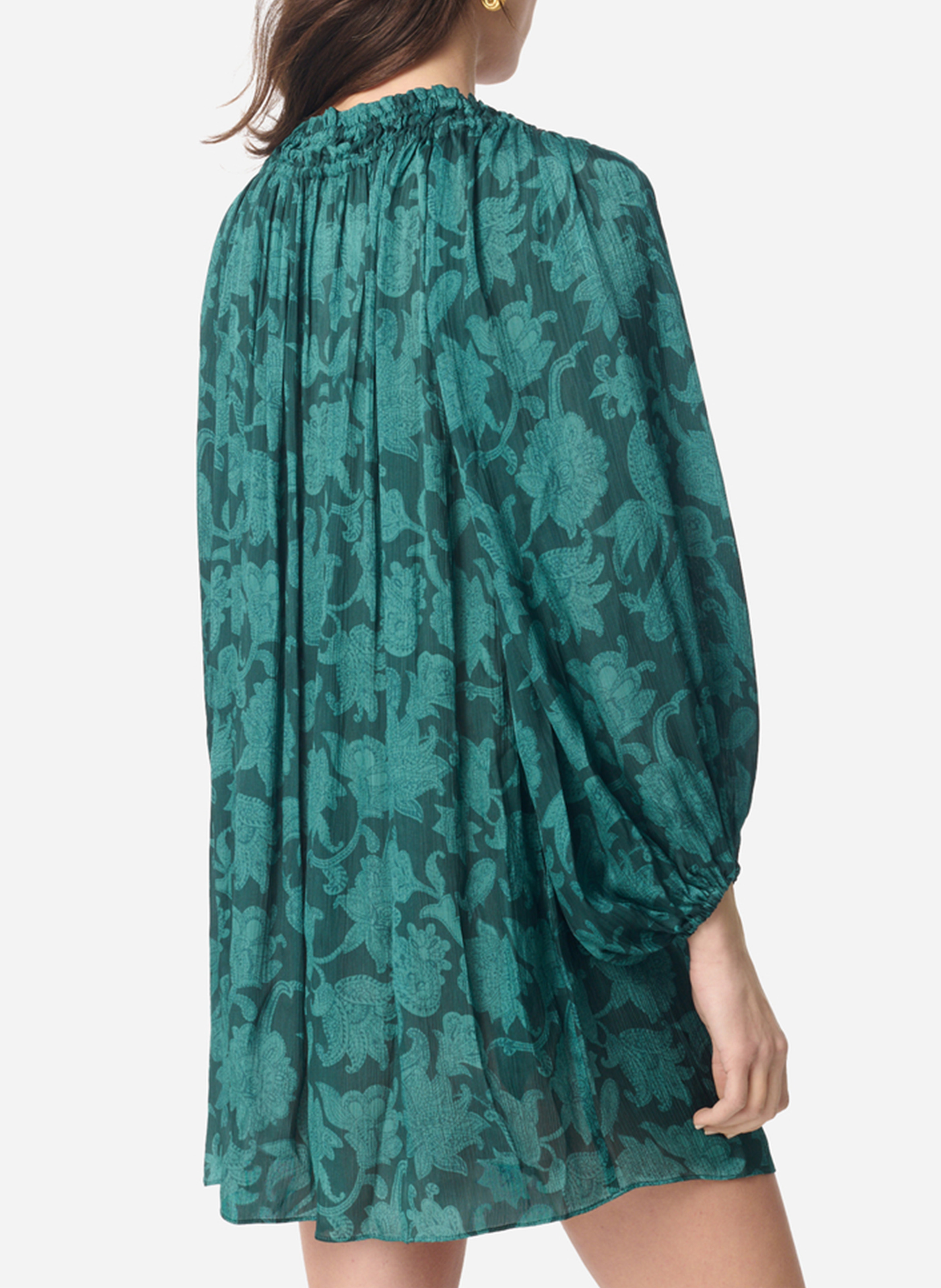 <em>Korte jurk met bardot halslijn en print</em> VANESSA BRUNO Groen