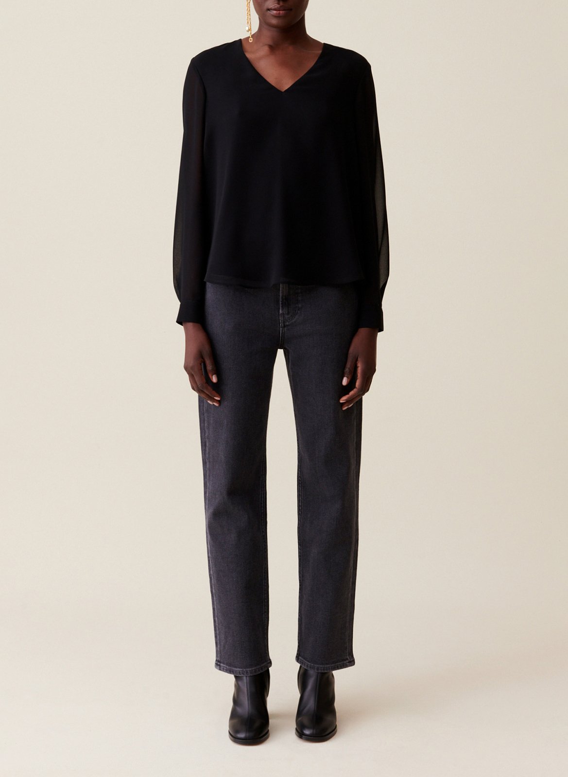 Doorschijnende soepele blouse CLAUDIE PIERLOT Zwart