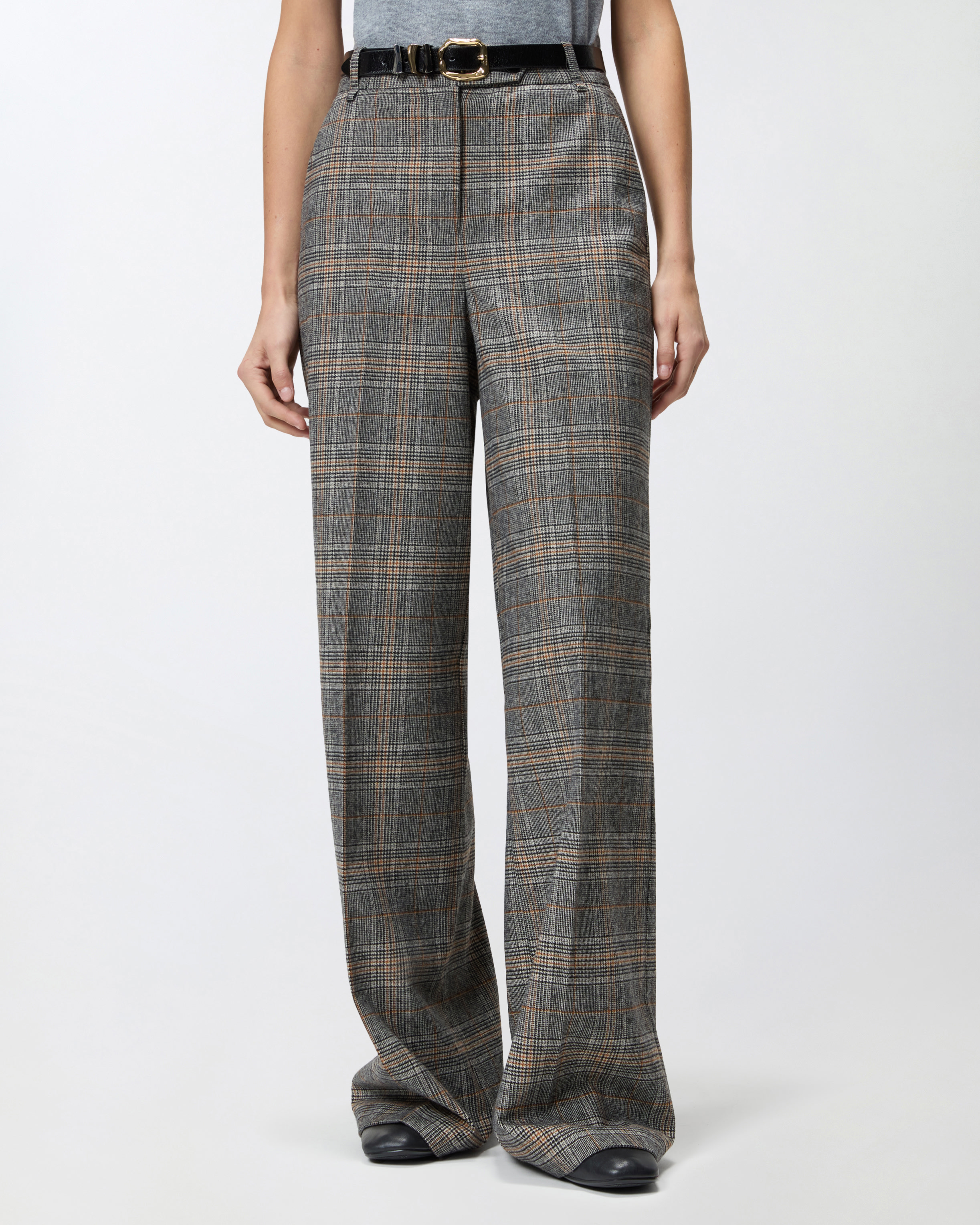 Checked straight-leg pants PINKO Multicolored