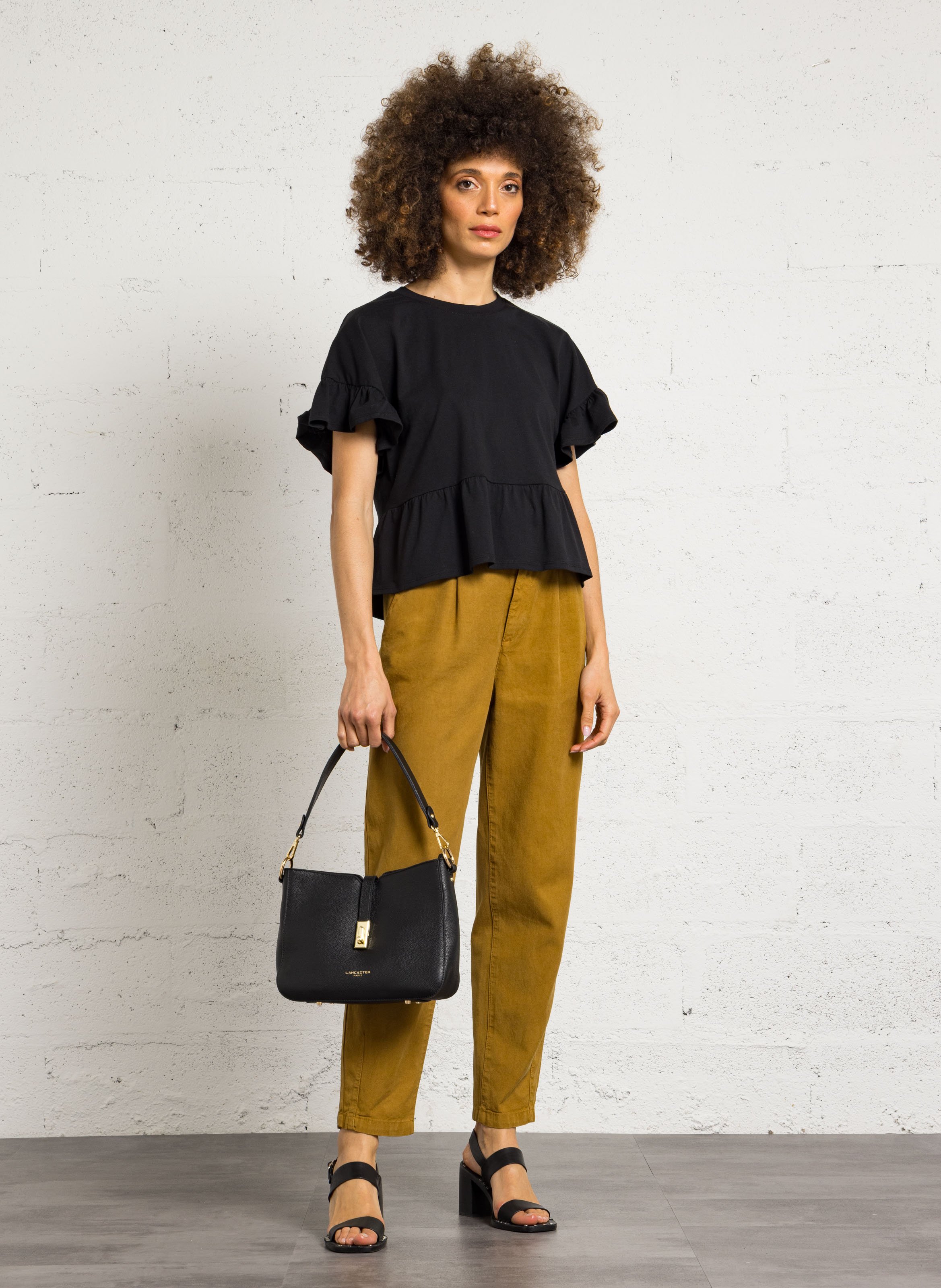 Leather clutch bag LANCASTER PARIS Black