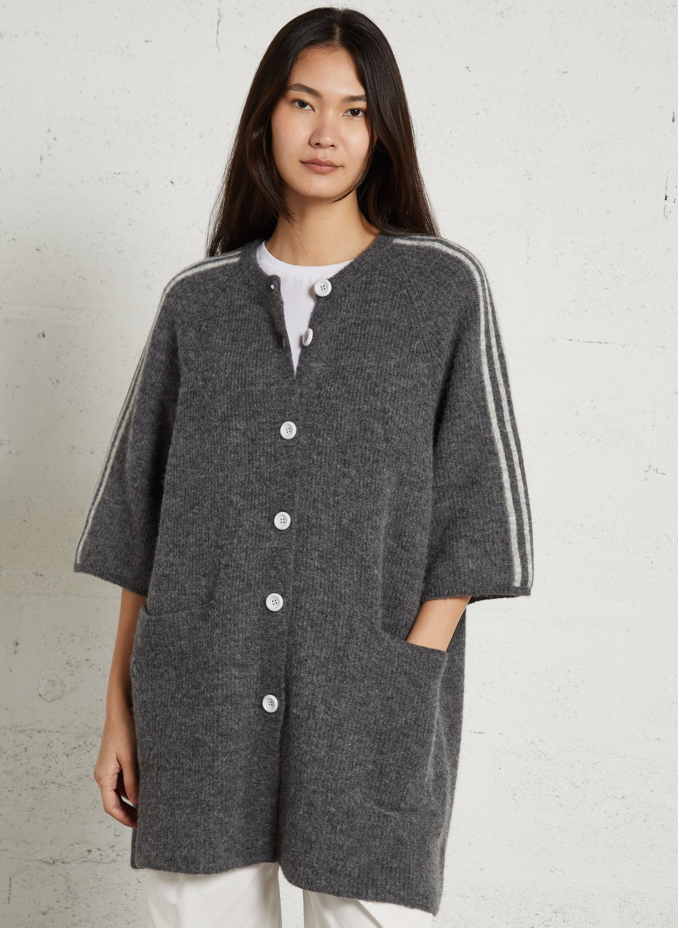 Gilet droit col rond en maille AMERICAN VINTAGE